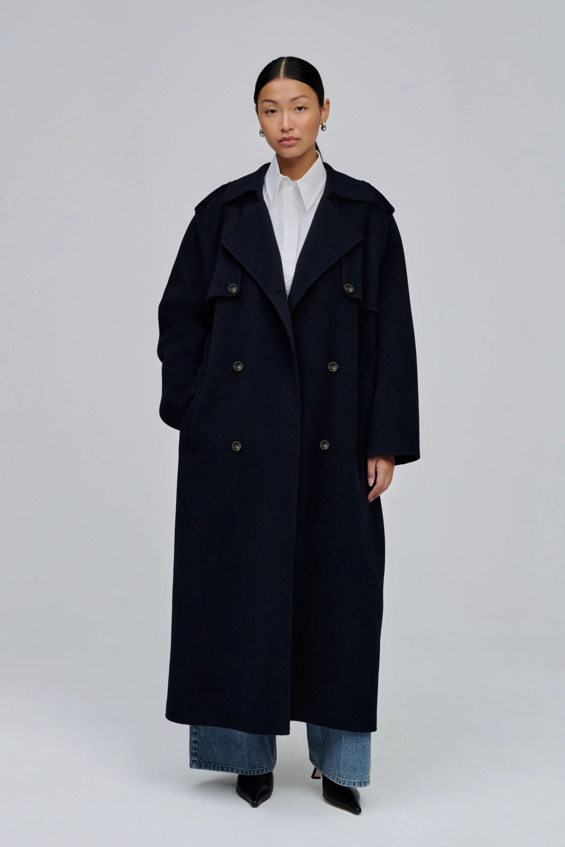 IOCAMERONA COAT IN DARK NAVY / BLUE WOOL