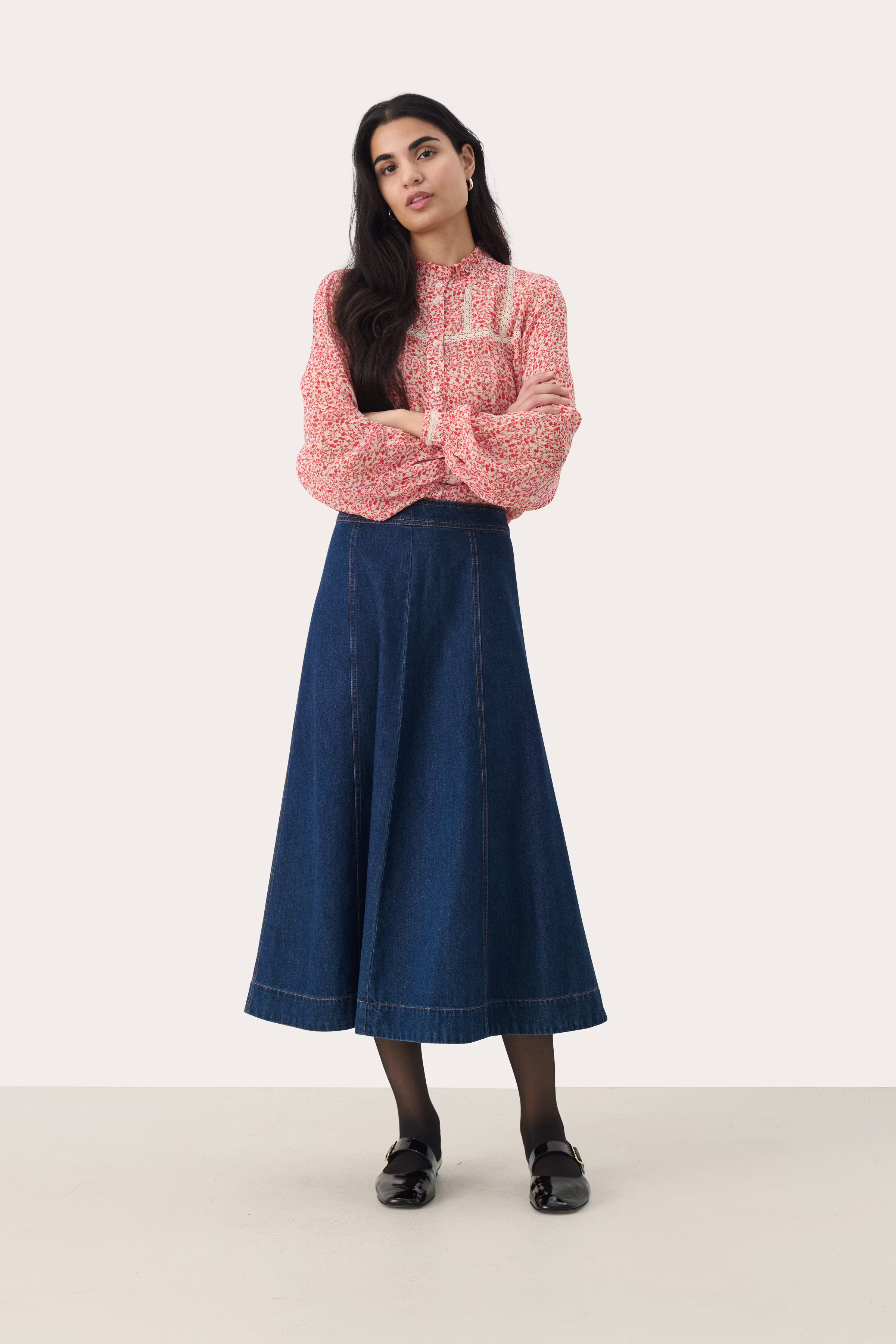 PetrinaPW Denim Nederdel LOOKBOOK FRONT 30309245-300144