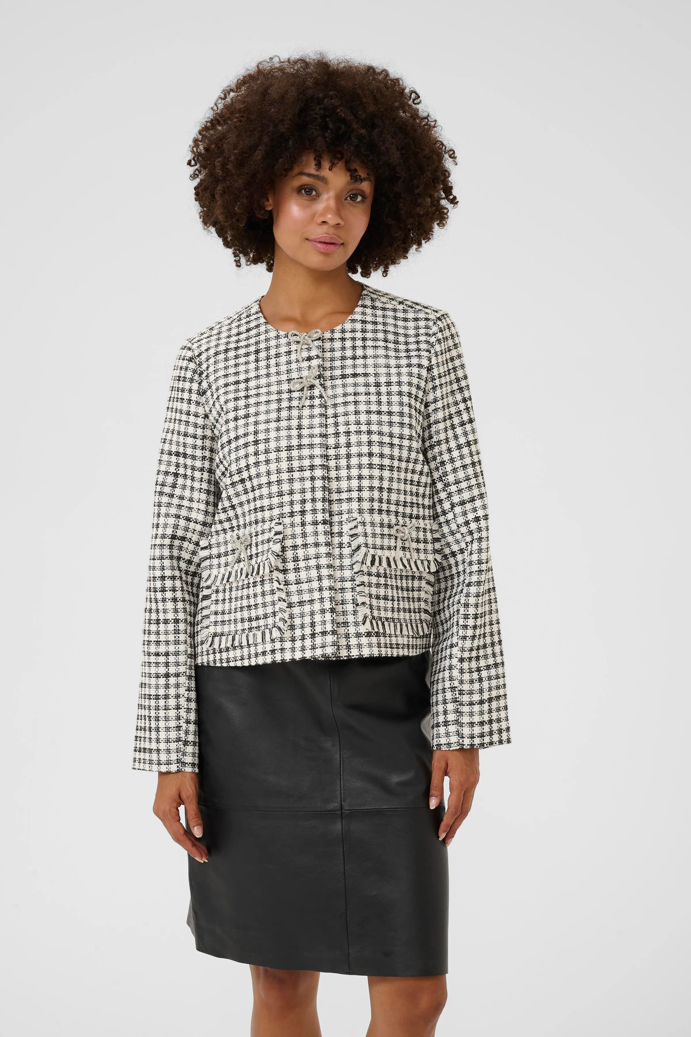 CUcoca Bouclé jacket in black/white check polyester