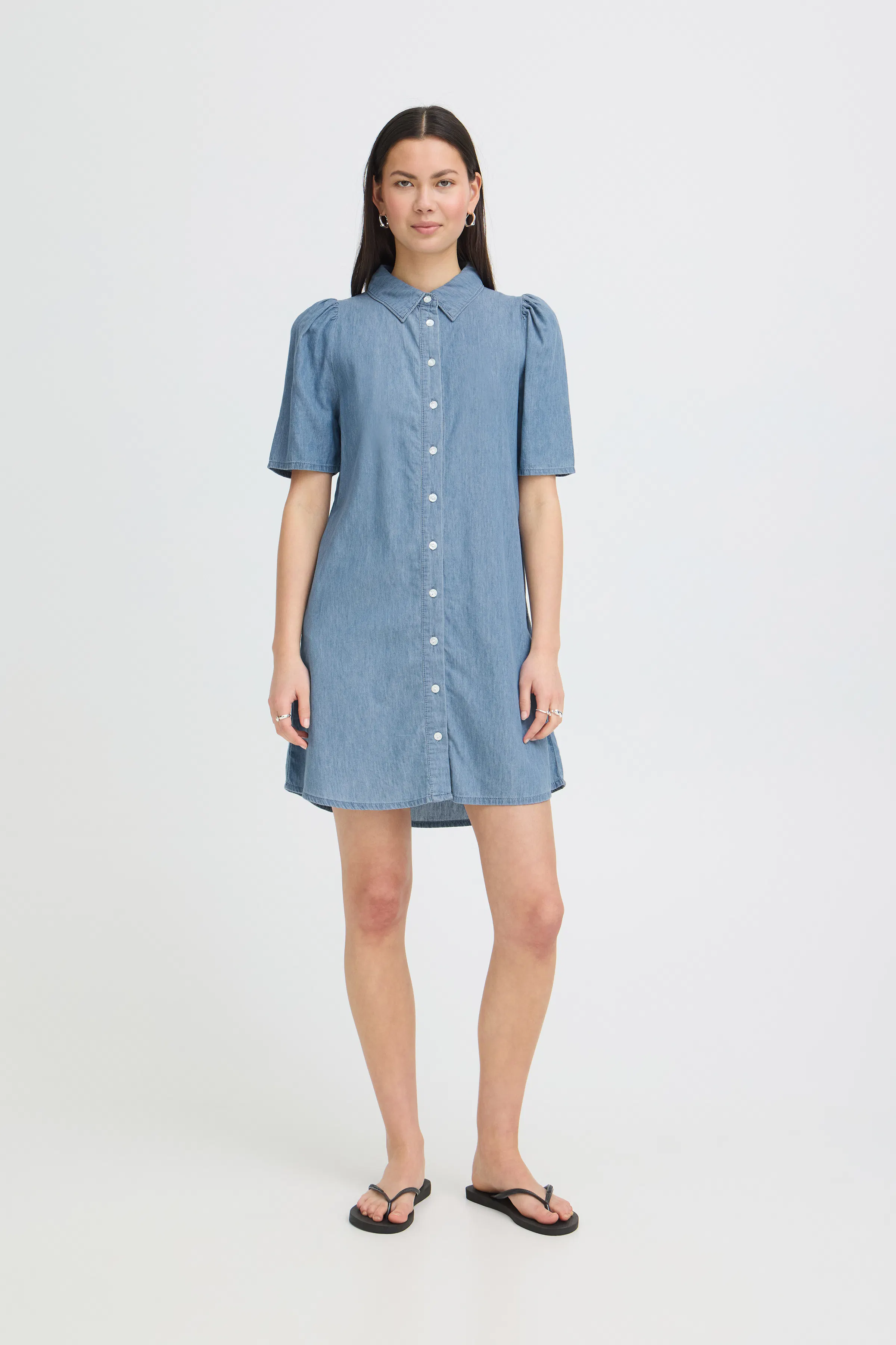 ichi denim dress IHCALLY Denim dress in washed med. blue cotton
