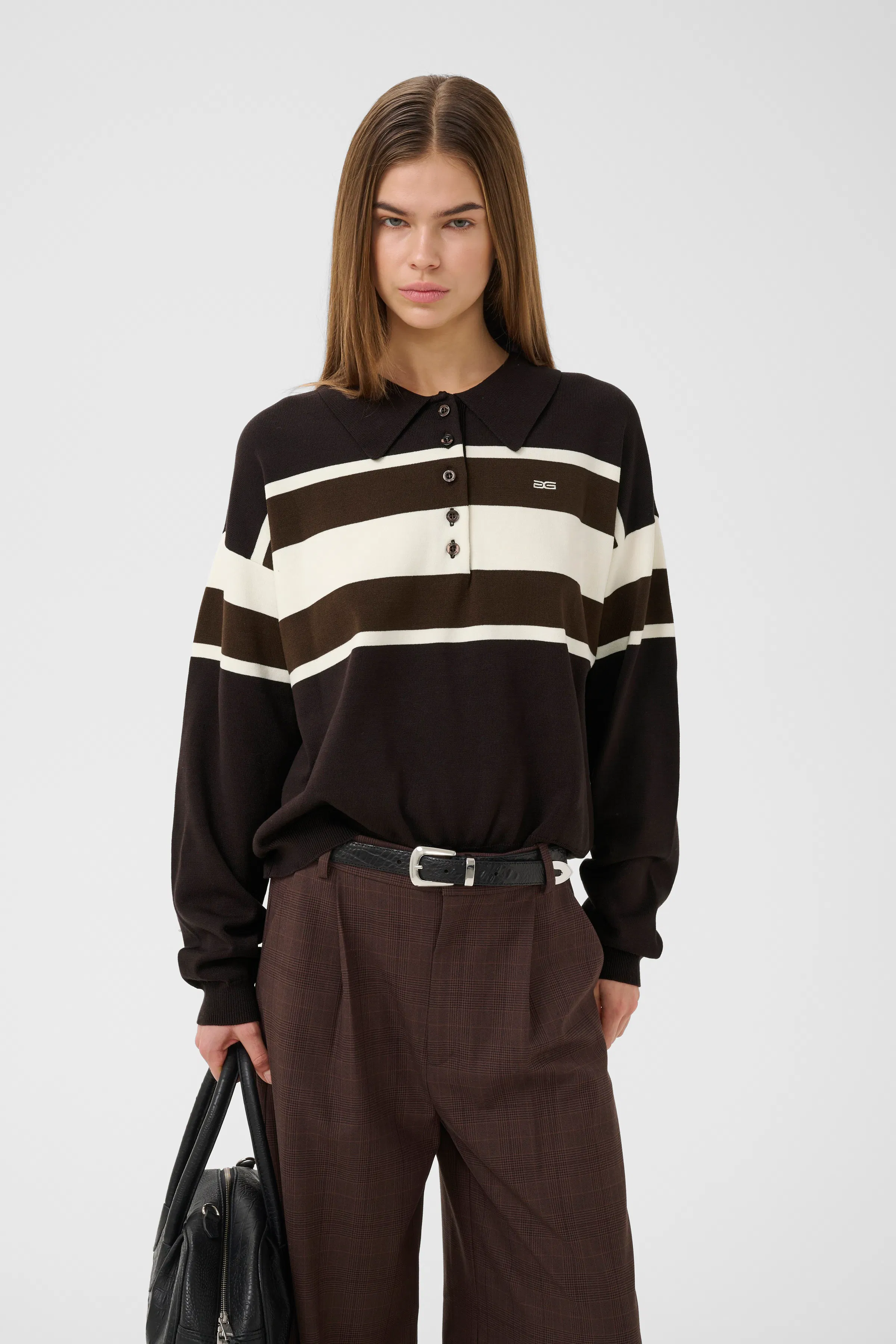 GZBXGteresa Blouse in whitecap gray / white polyester