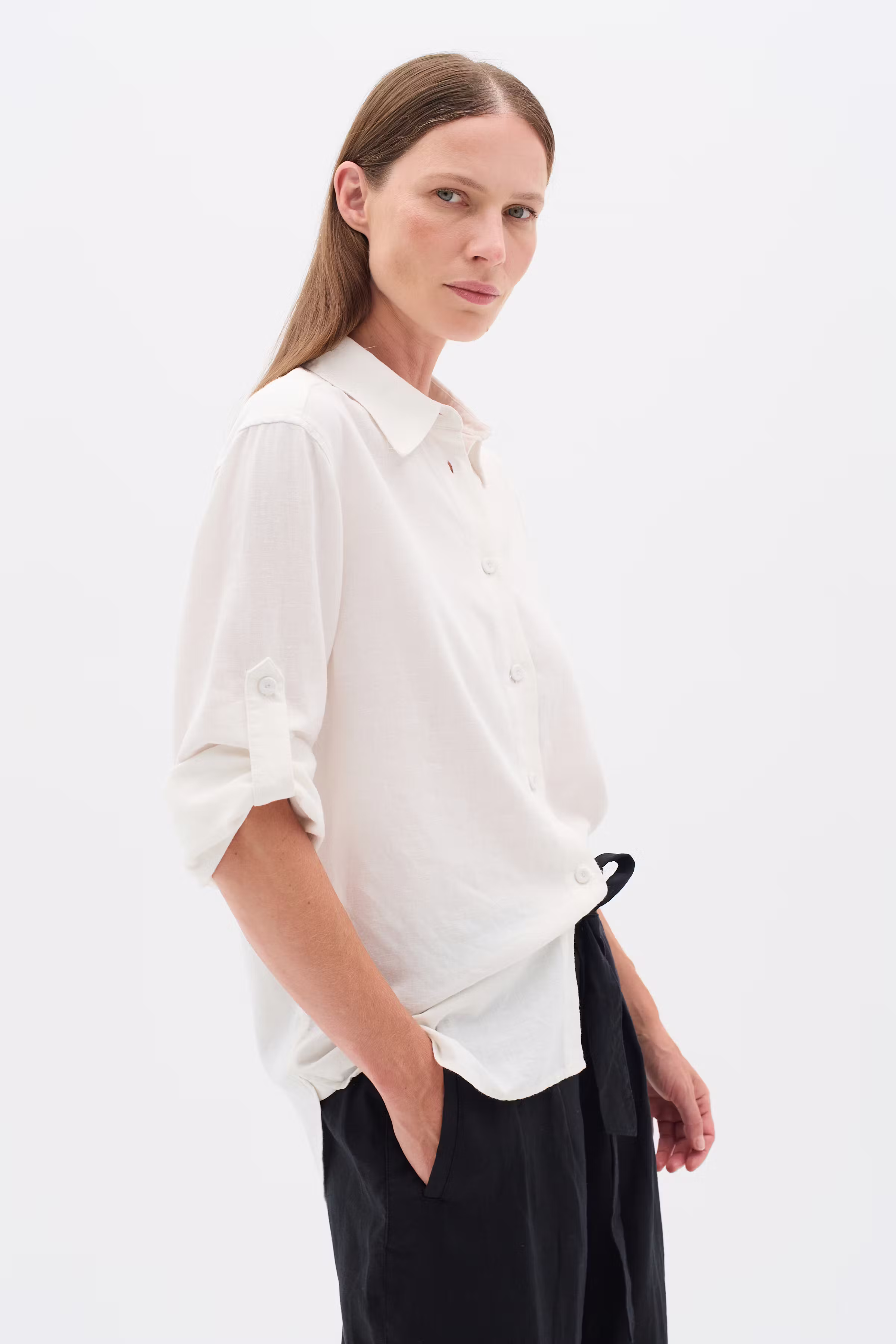 RimoneIW Hør Skjorte LOOKBOOK FRONT 30110367-300001