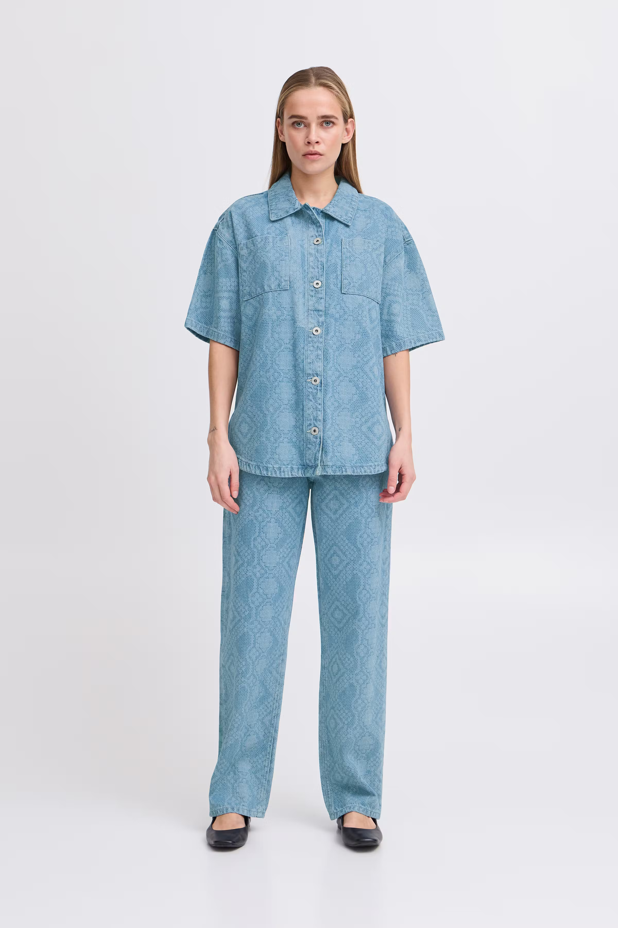IHAMILIAS Denim blouse LOOKBOOK FRONT 20122343-203984