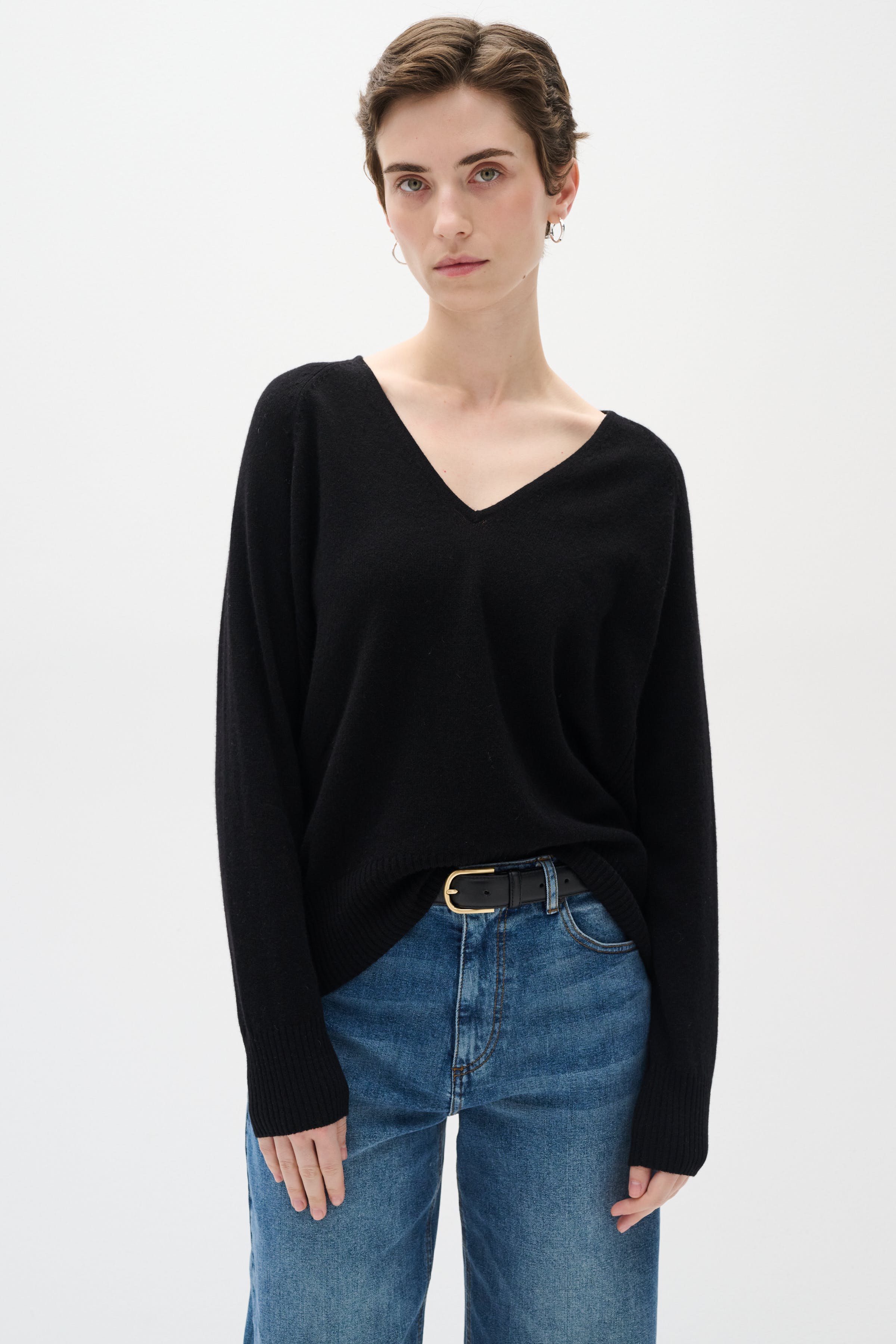 LukkaIW V-neck Kasshmir Pullover LOOKBOOK FRONT 30104240-10050