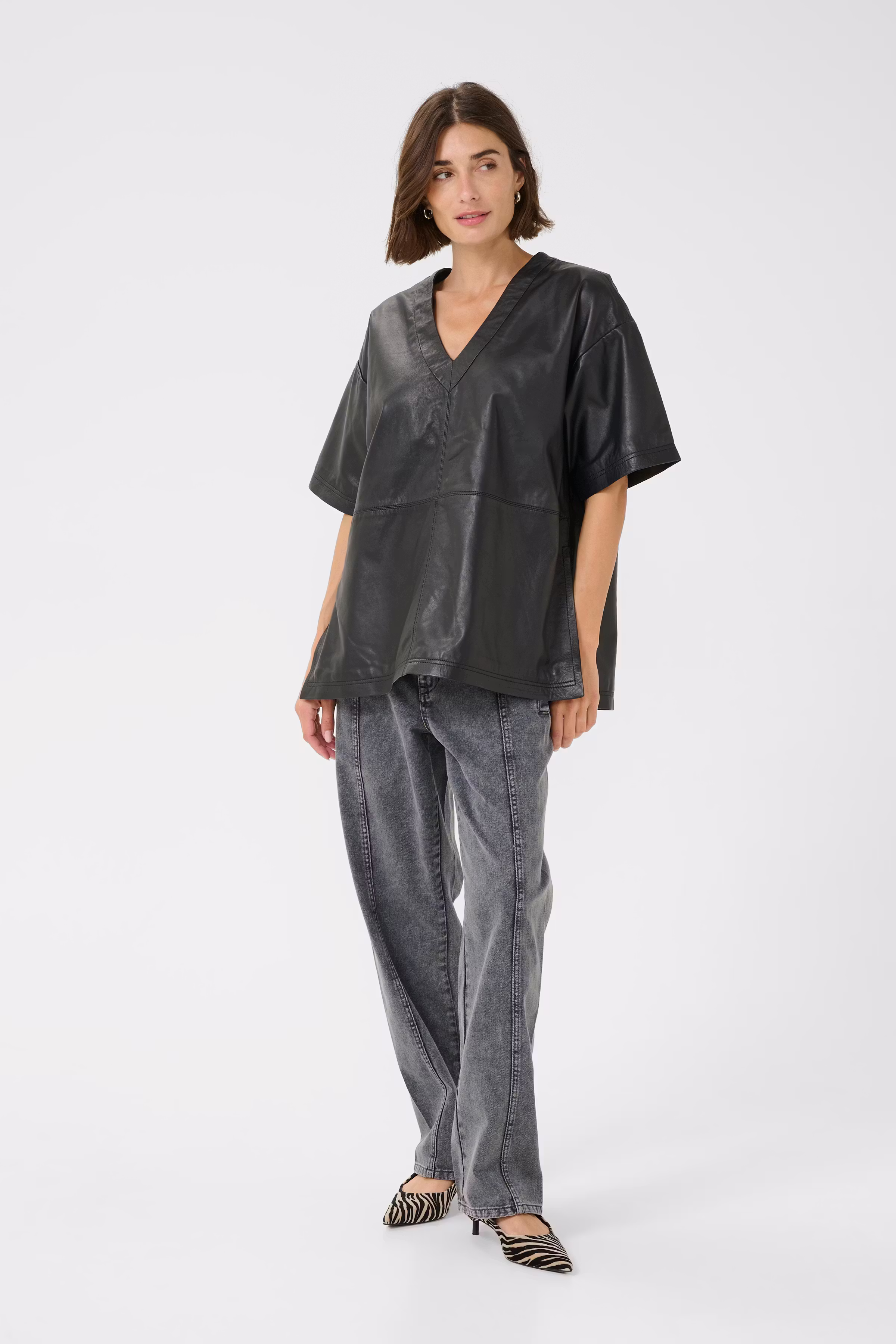 CUatam Lederbluse LOOKBOOK FRONT 50112121-500012