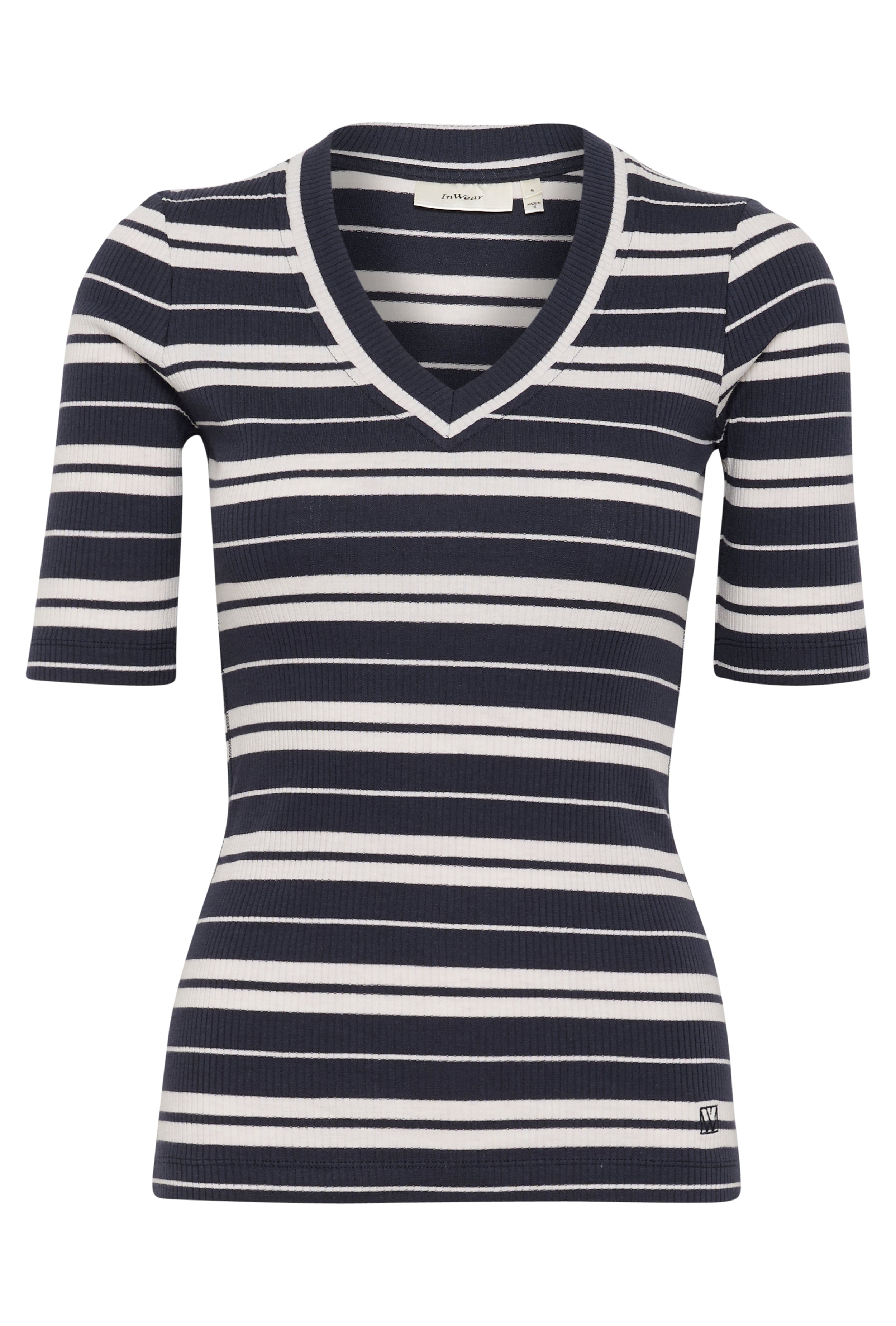 DagnaIW Striped V T-shirt PACK FRONT 30107270-303827