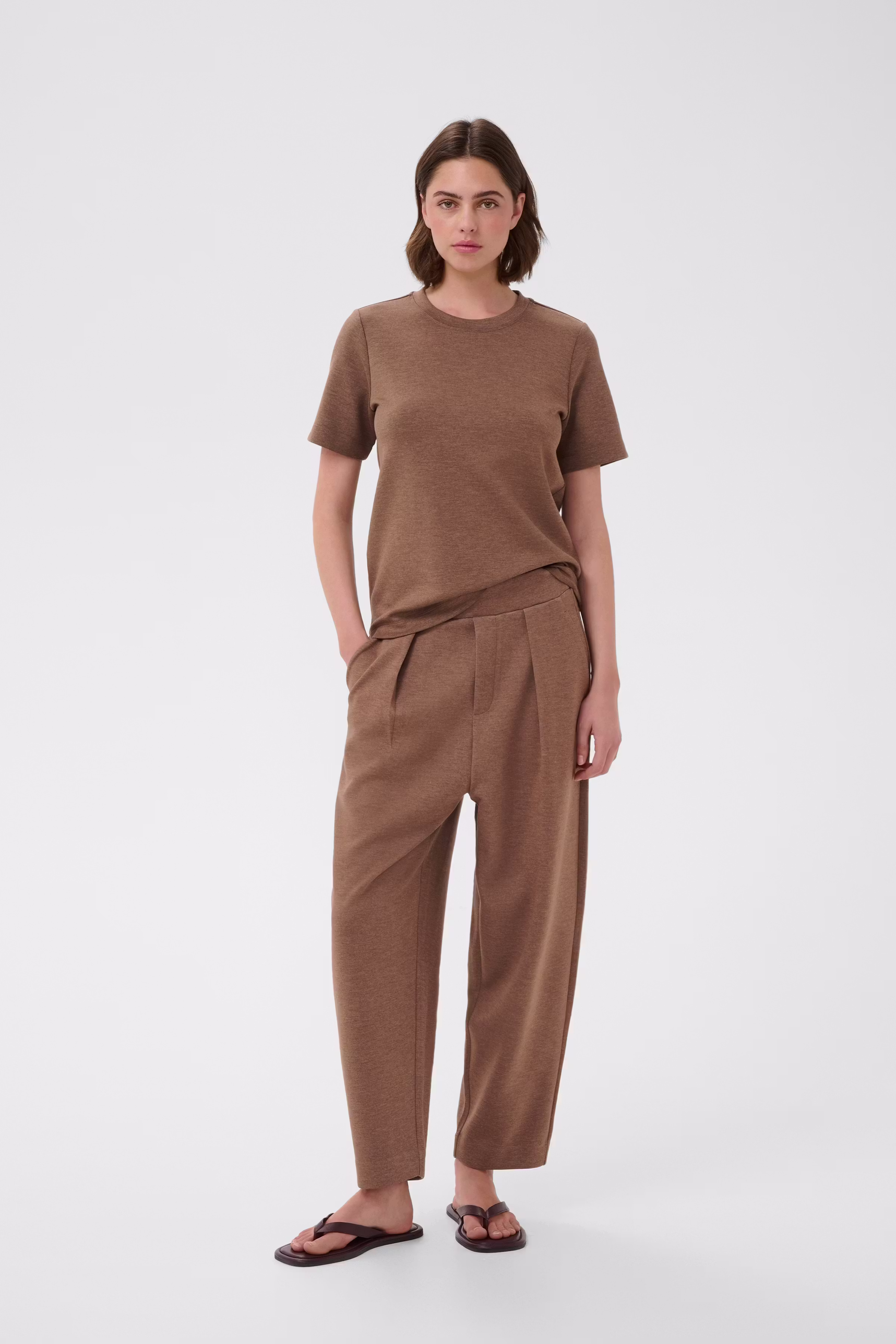 PannieIW Melange Barrel Trousers LOOKBOOK FRONT 30110151-1813071