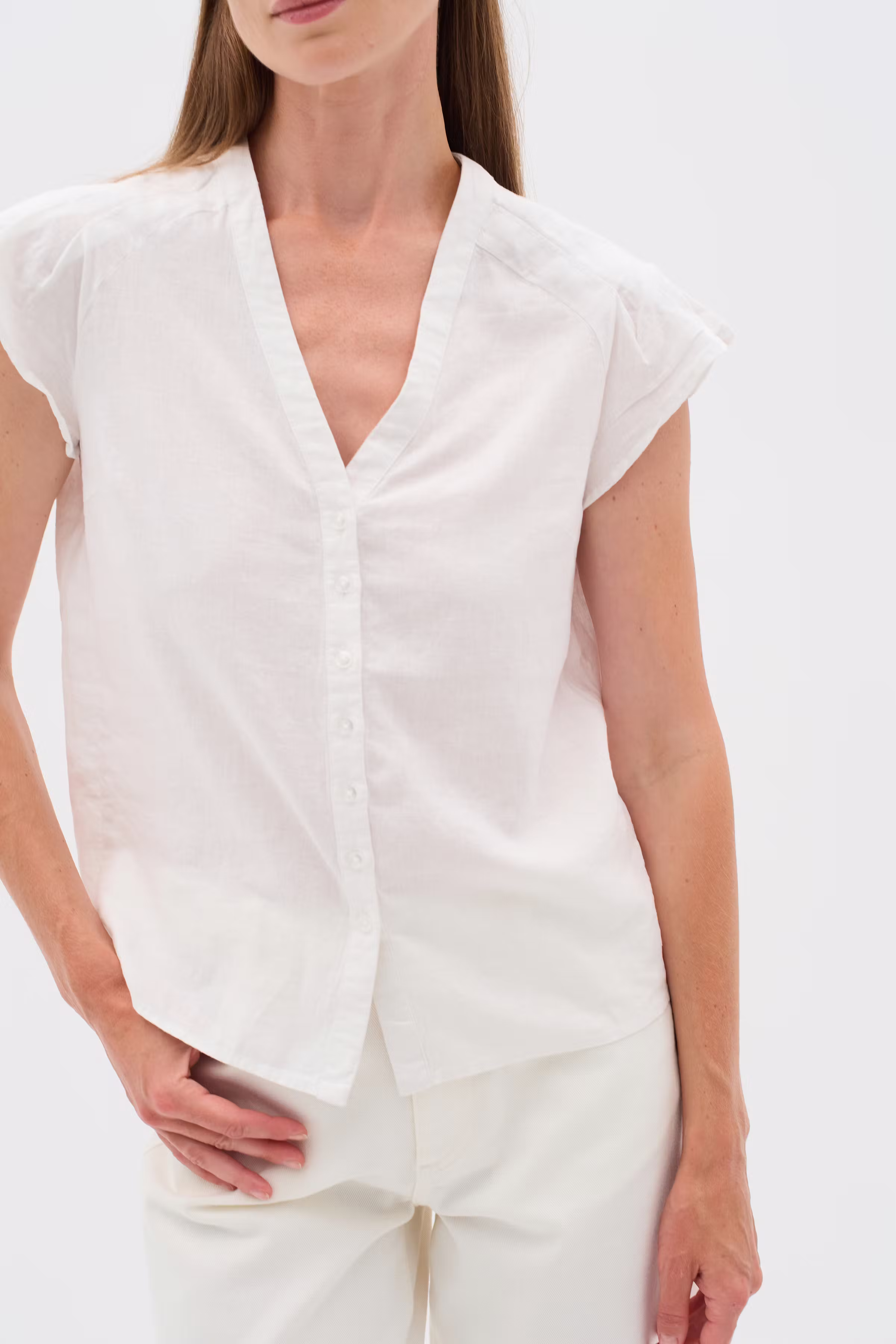 FaridaIW Hør Top LOOKBOOK FRONT 30110435-300001