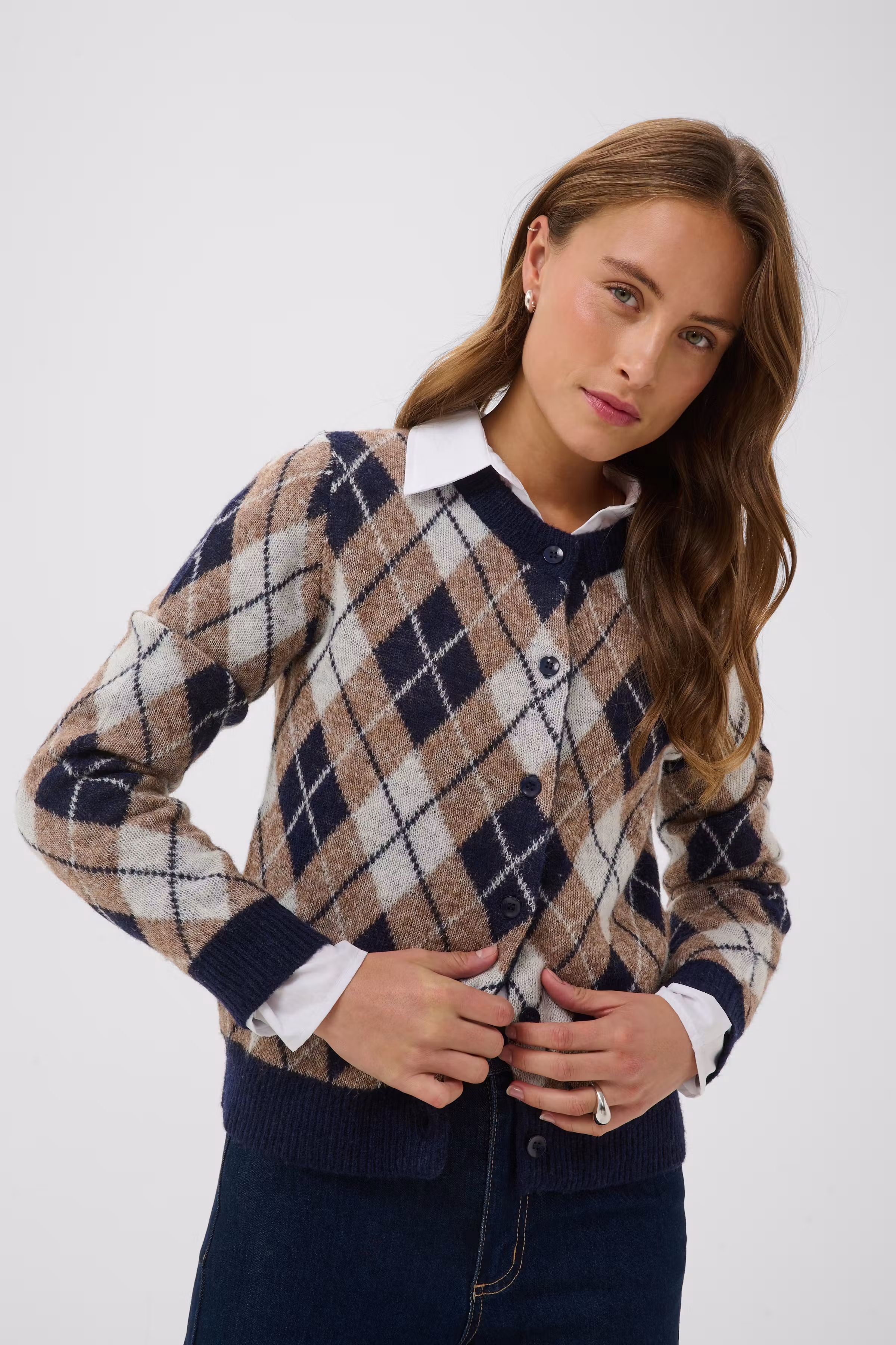 KAharlow Argyle Cardigan i ullblanding LOOKBOOK DETAIL 10512423-1000645
