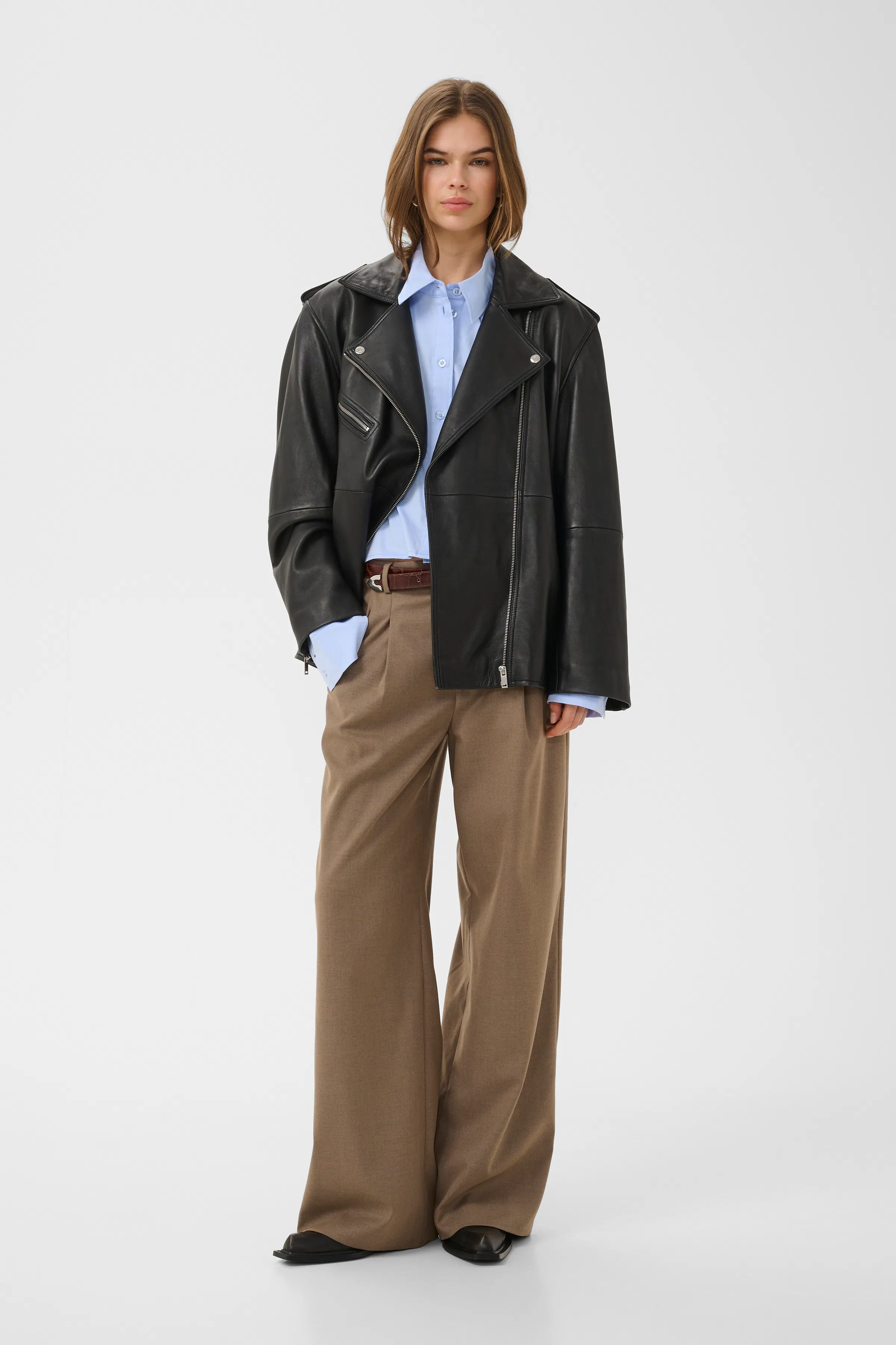 GZdiana Leather jacket in vintage brown lamb leather