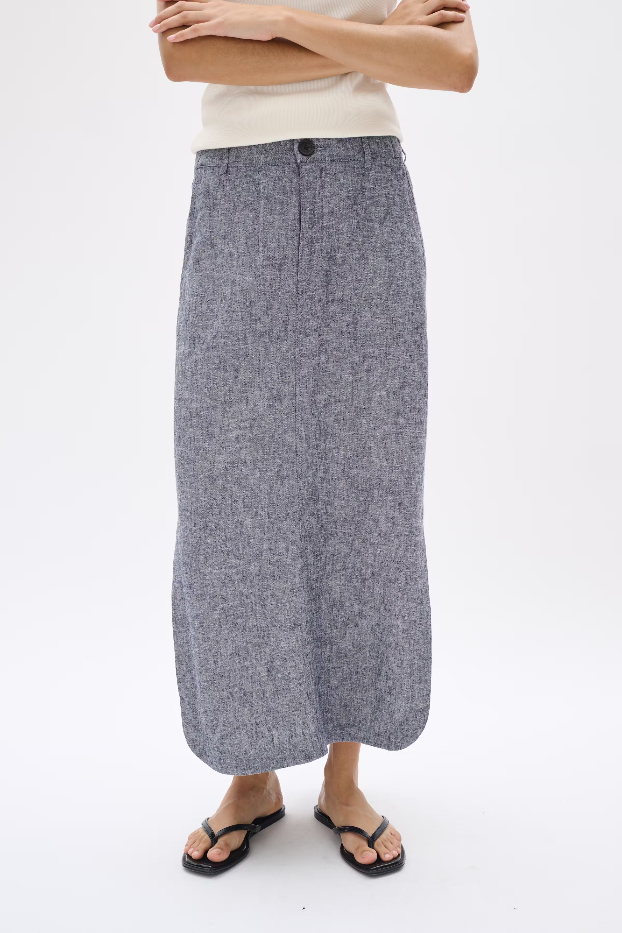 RimoneIW Linne Kjol LOOKBOOK FRONT 30110364-302004