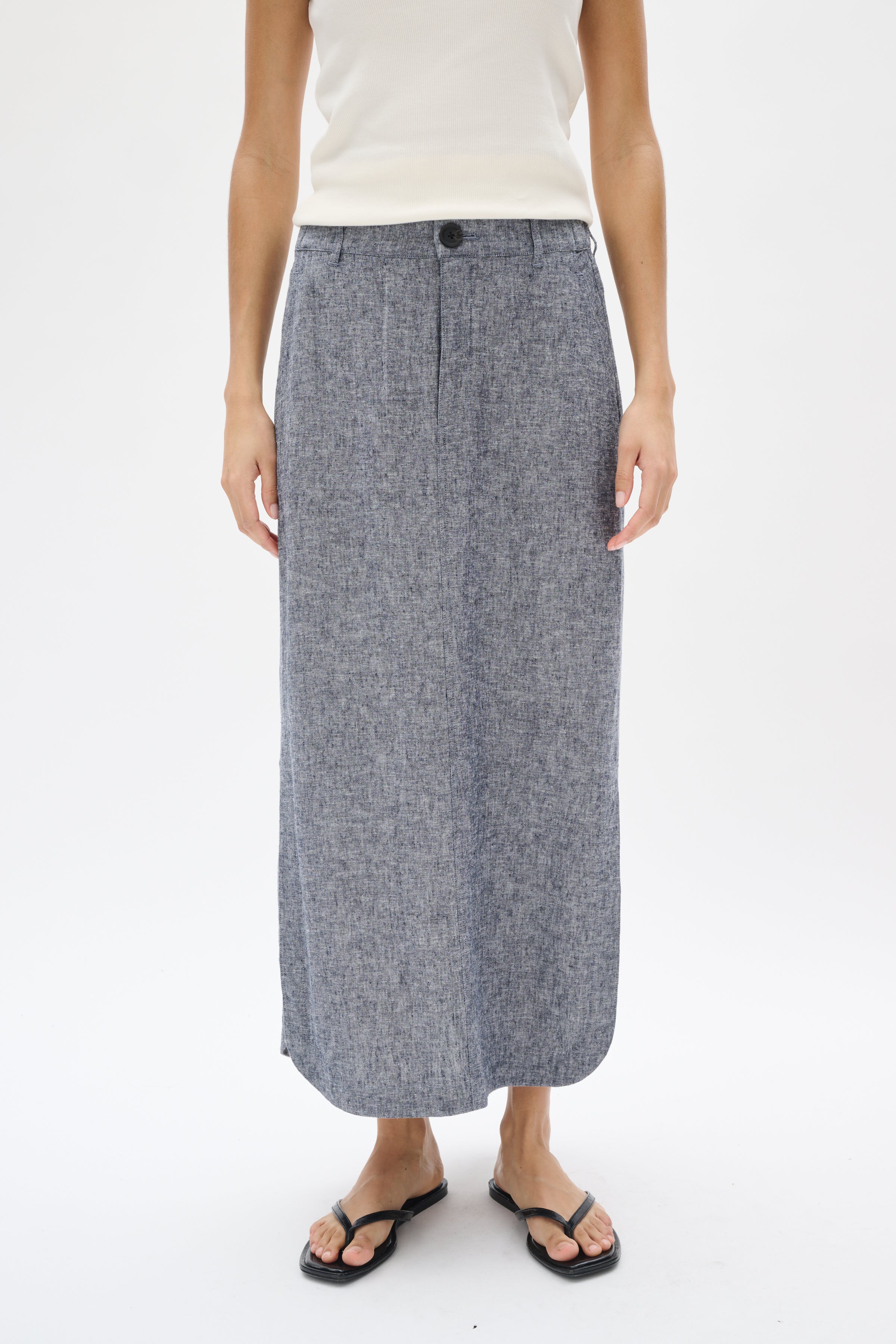 RimoneIW Linen Skirt LOOKBOOK FRONT 30110364-302004