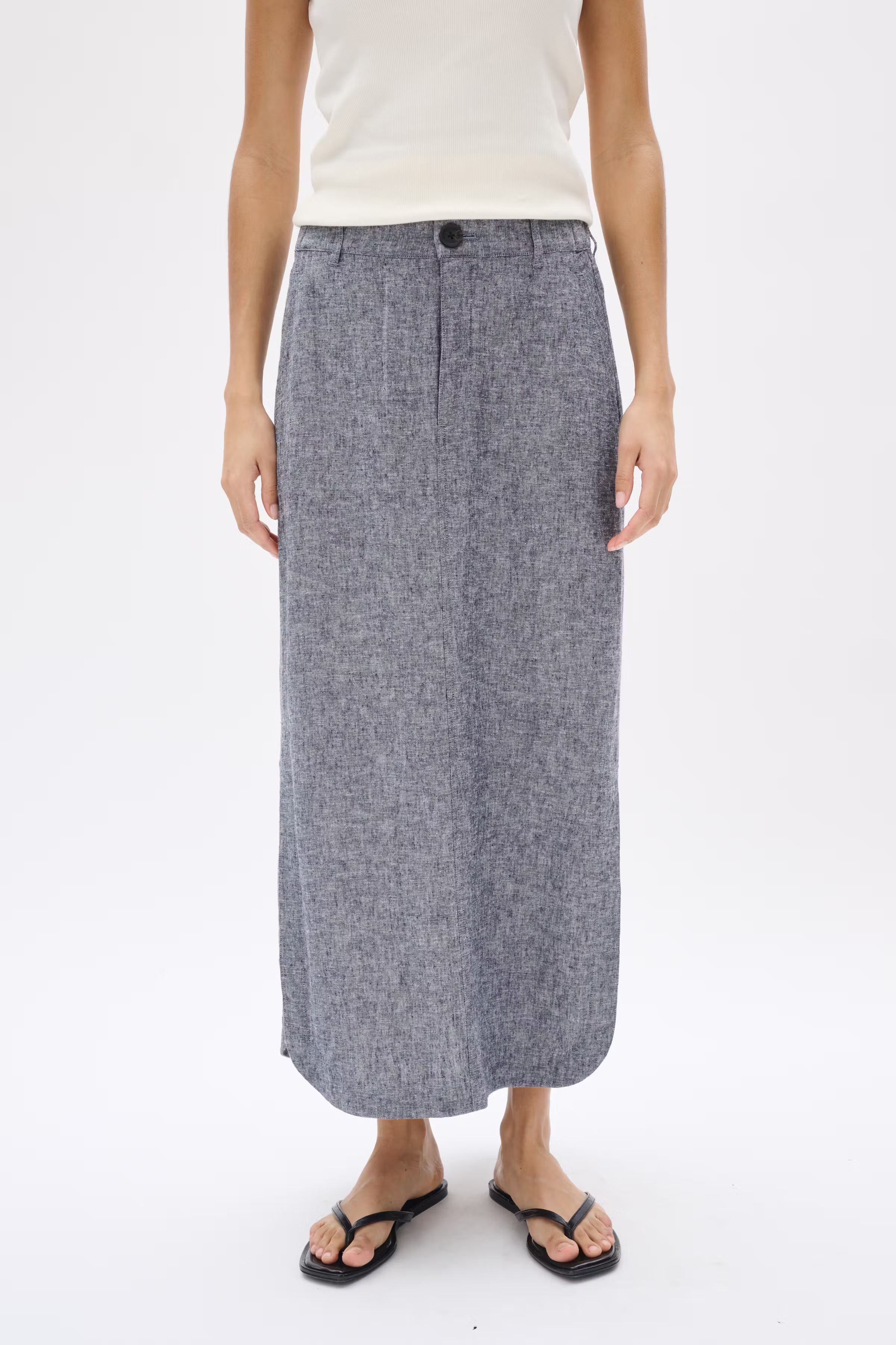 RimoneIW Linen Skirt LOOKBOOK FRONT 30110364-302004