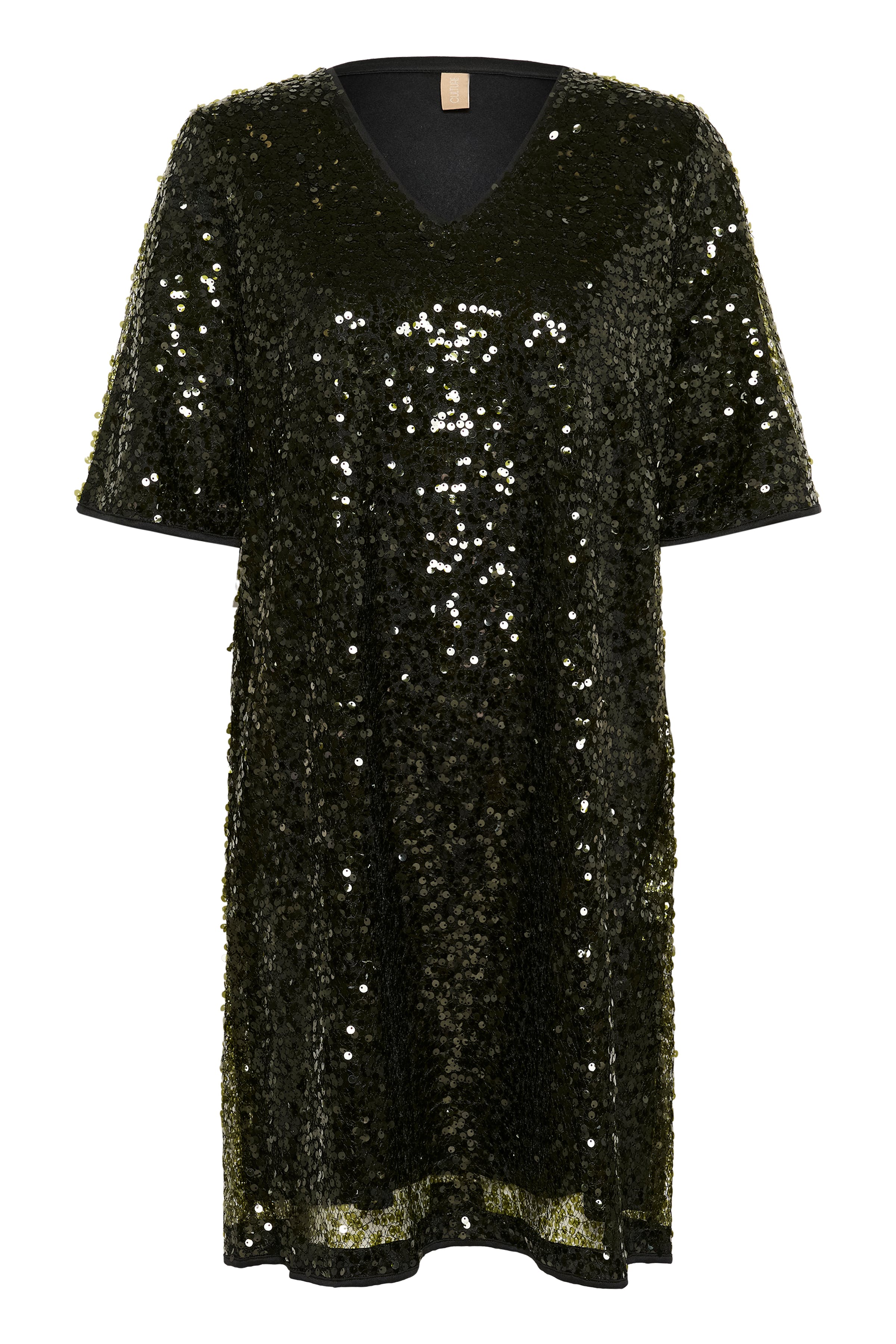 CUmelia Dunkelgrünes Paillettenkleid PACK FRONT 50112480-190515