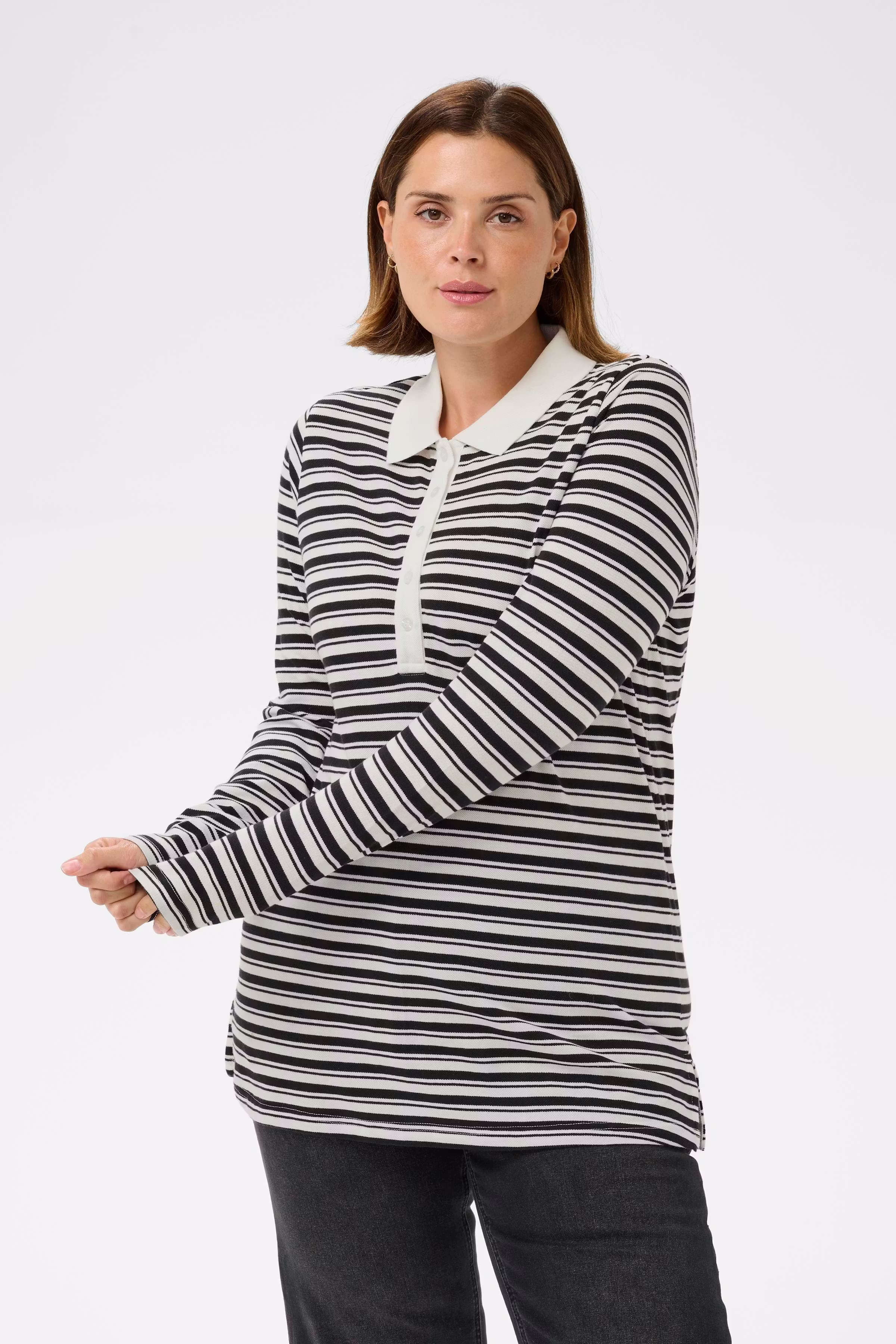 KCmiana Stribet Langærmet Polo LOOKBOOK FRONT 10583934-108951