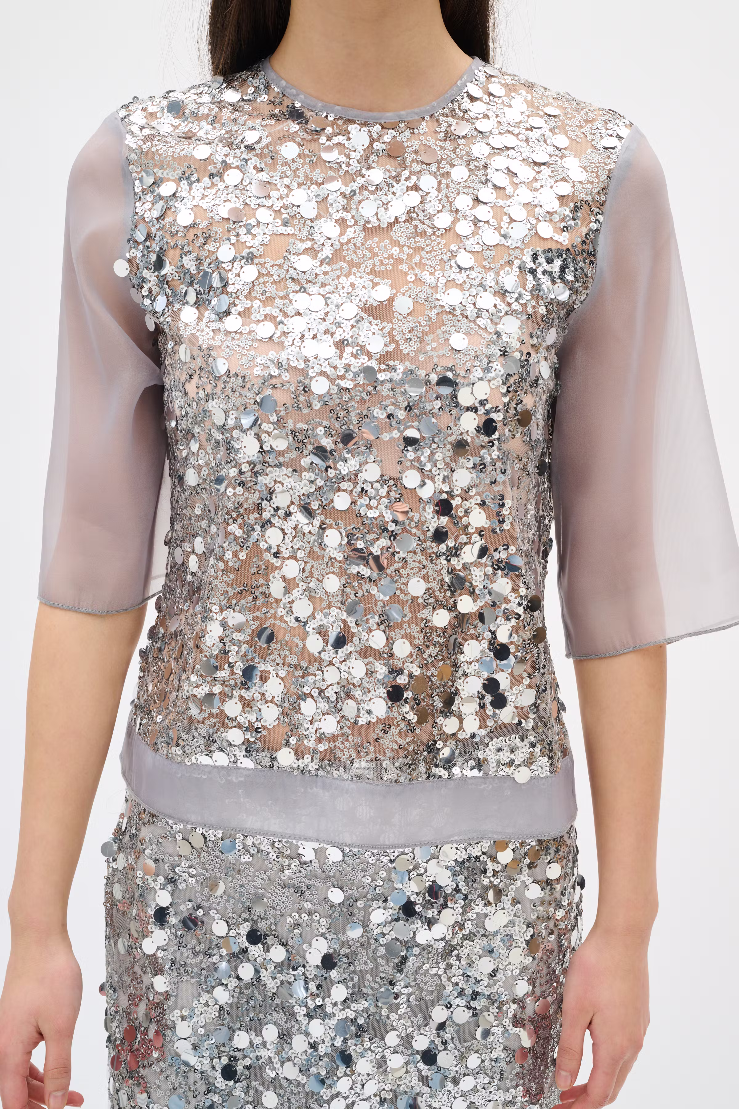 DAVINAIW sequin Blouse LOOKBOOK FRONT 30112030-145002