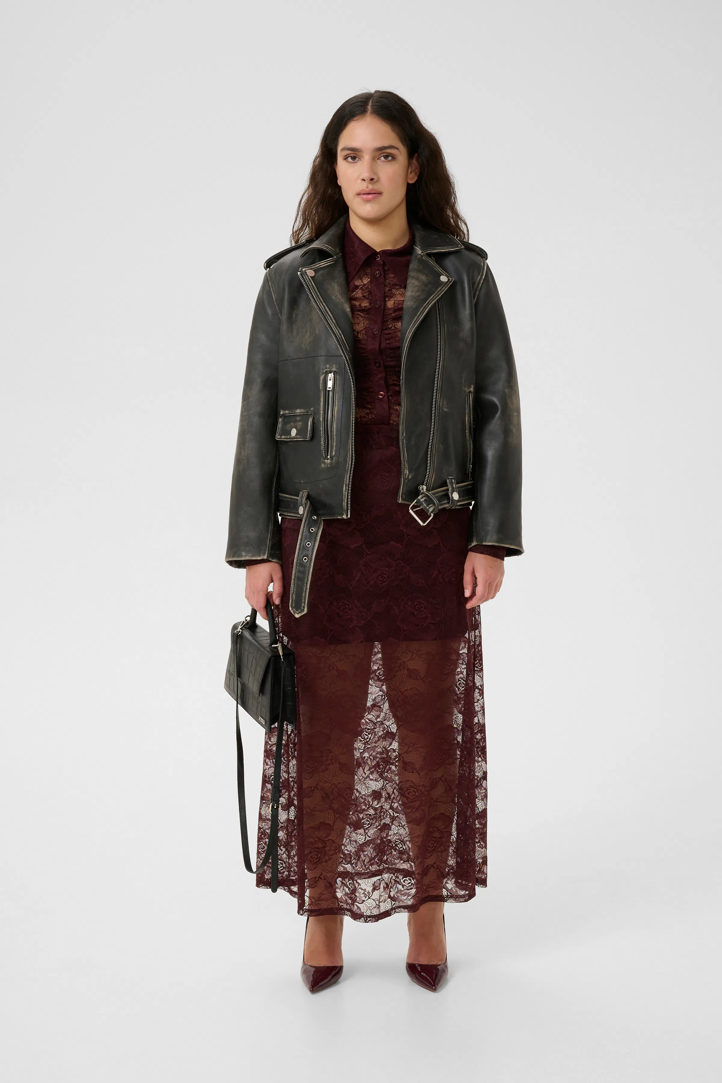 GZbasilia Leather jacket in aronia / red lamb leather