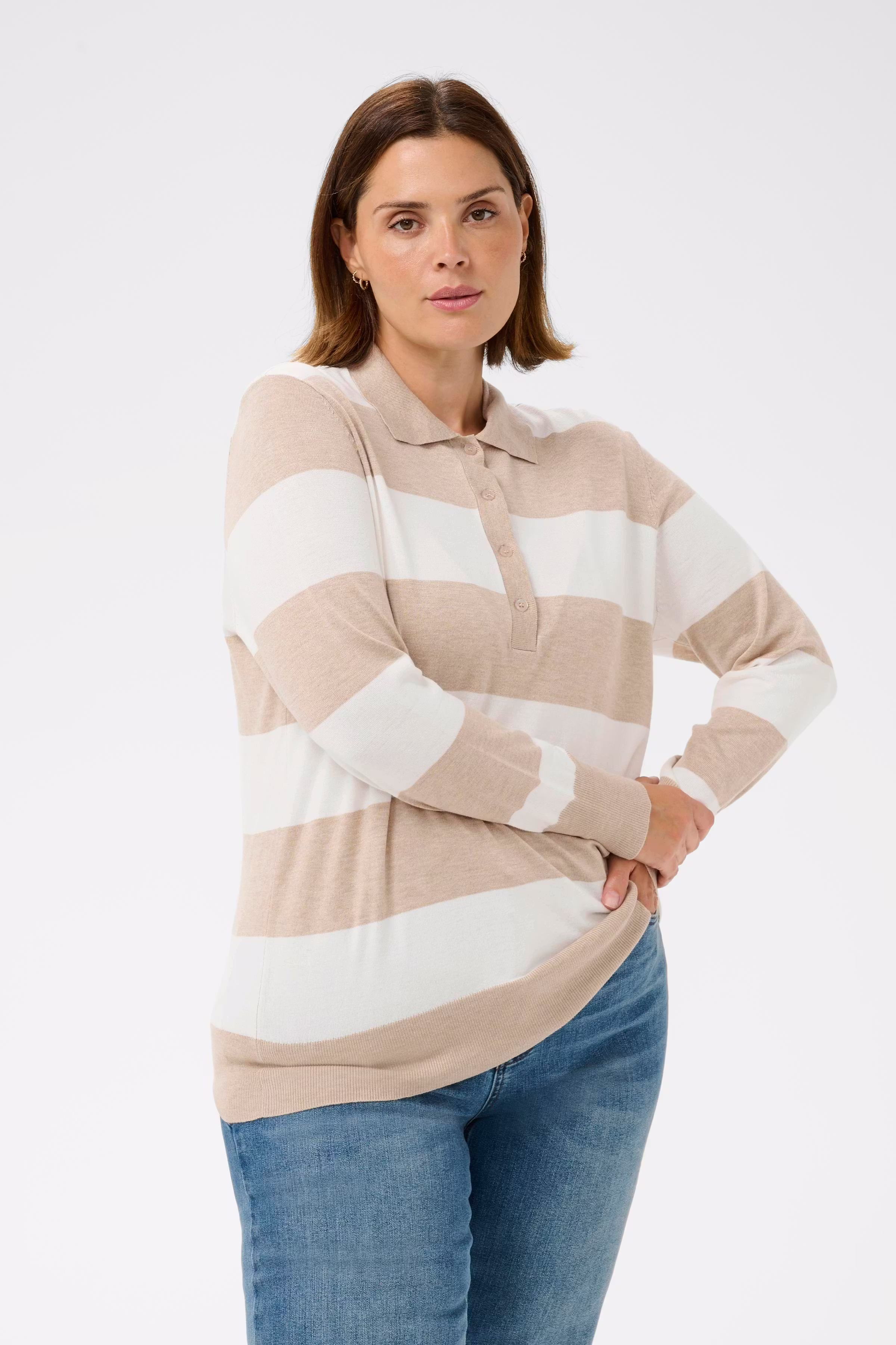 KClizzy Gestreepte Polo Met Lange Mouwen LOOKBOOK FRONT 10583718-108980