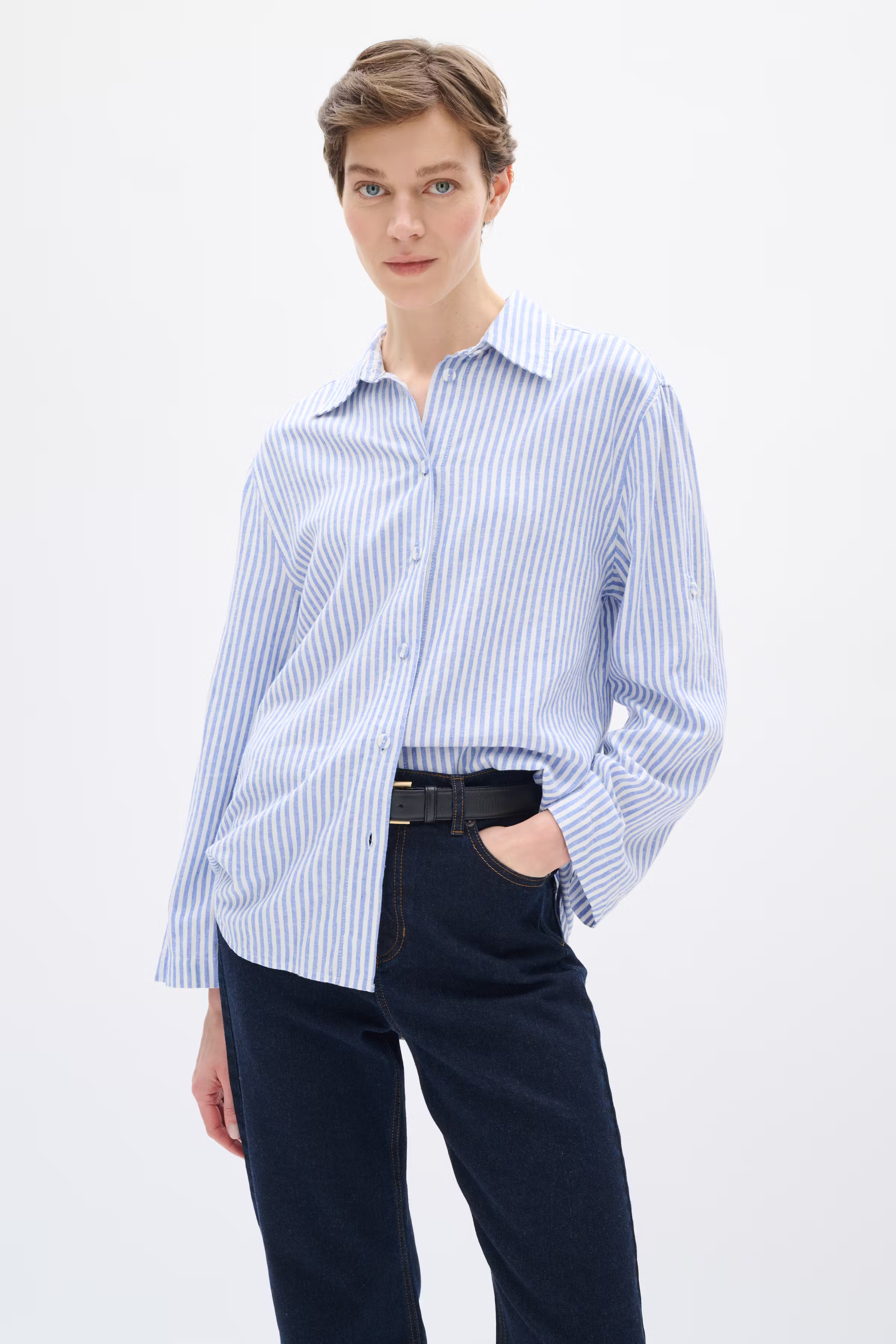 RimoneIW Hør Skjorte LOOKBOOK FRONT 30110367-300012