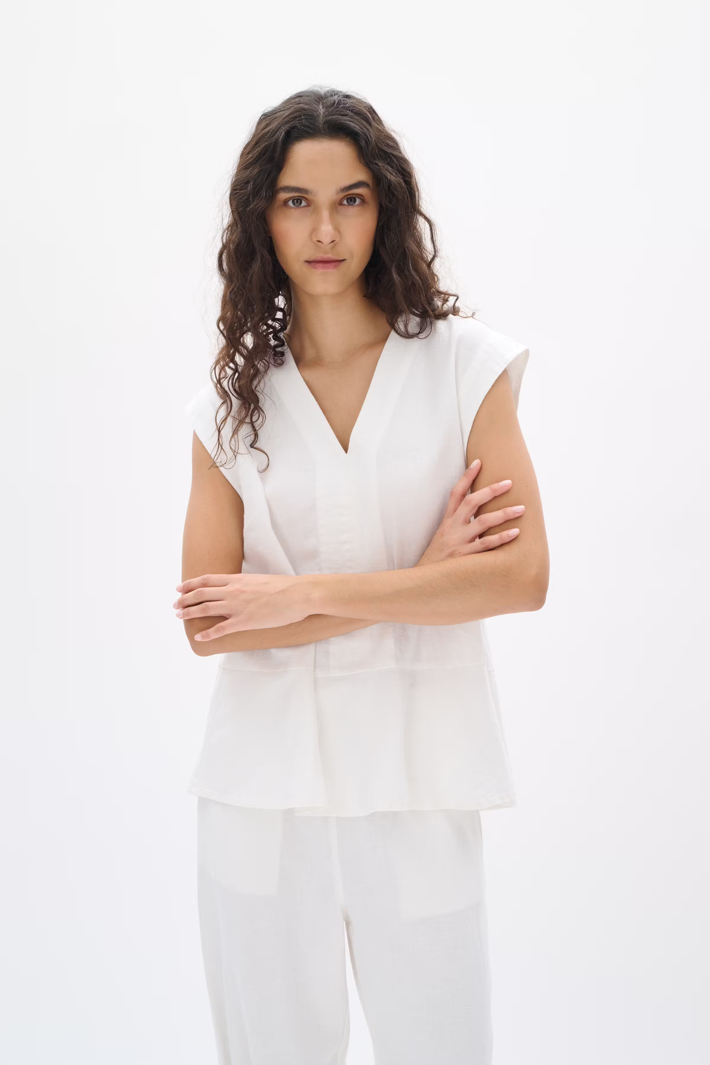 RimoneIW Hør Top LOOKBOOK FRONT 30110361-300001