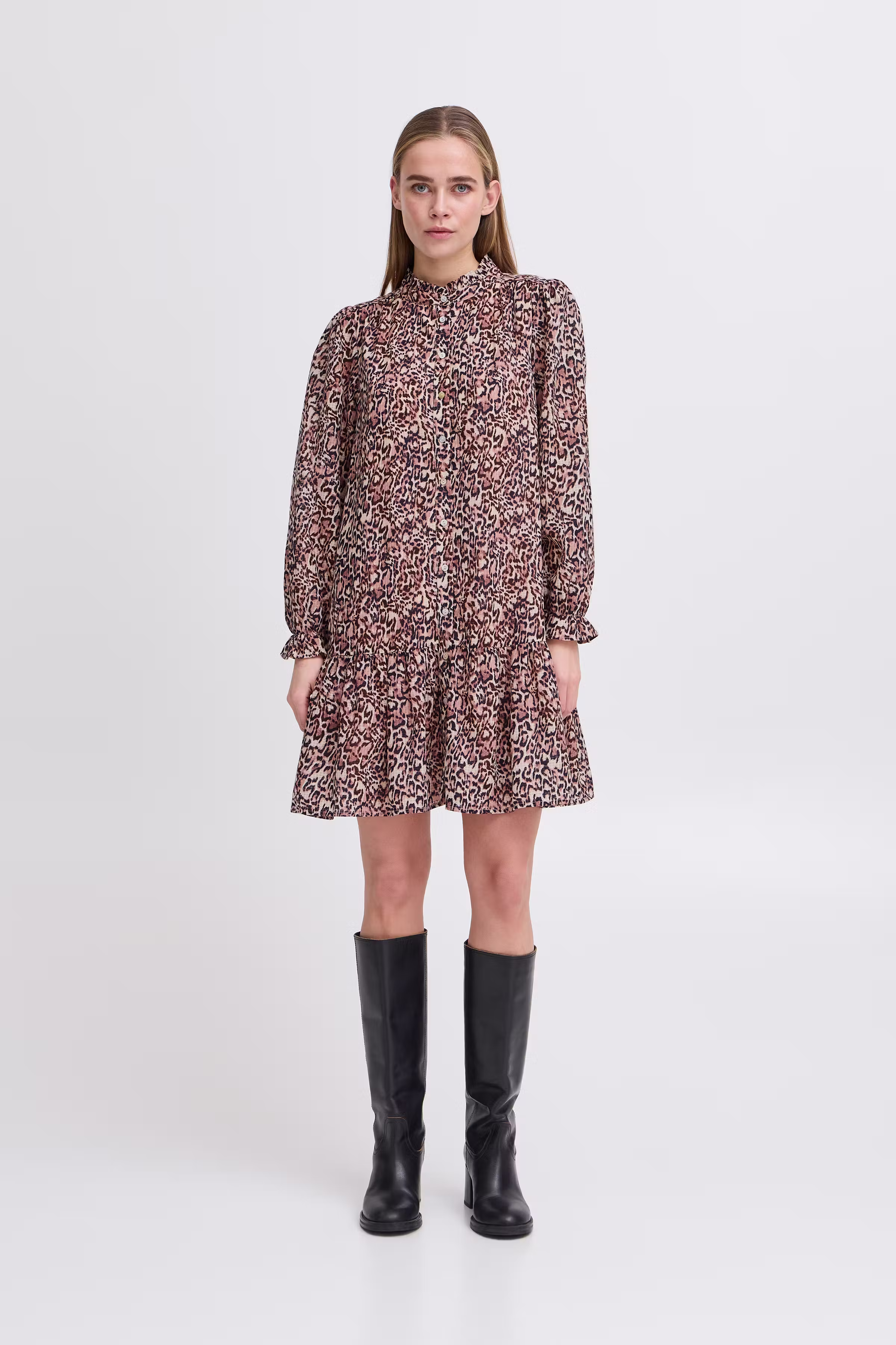 IHCALLY Denim dress in washed med. blue cotton | ICHI