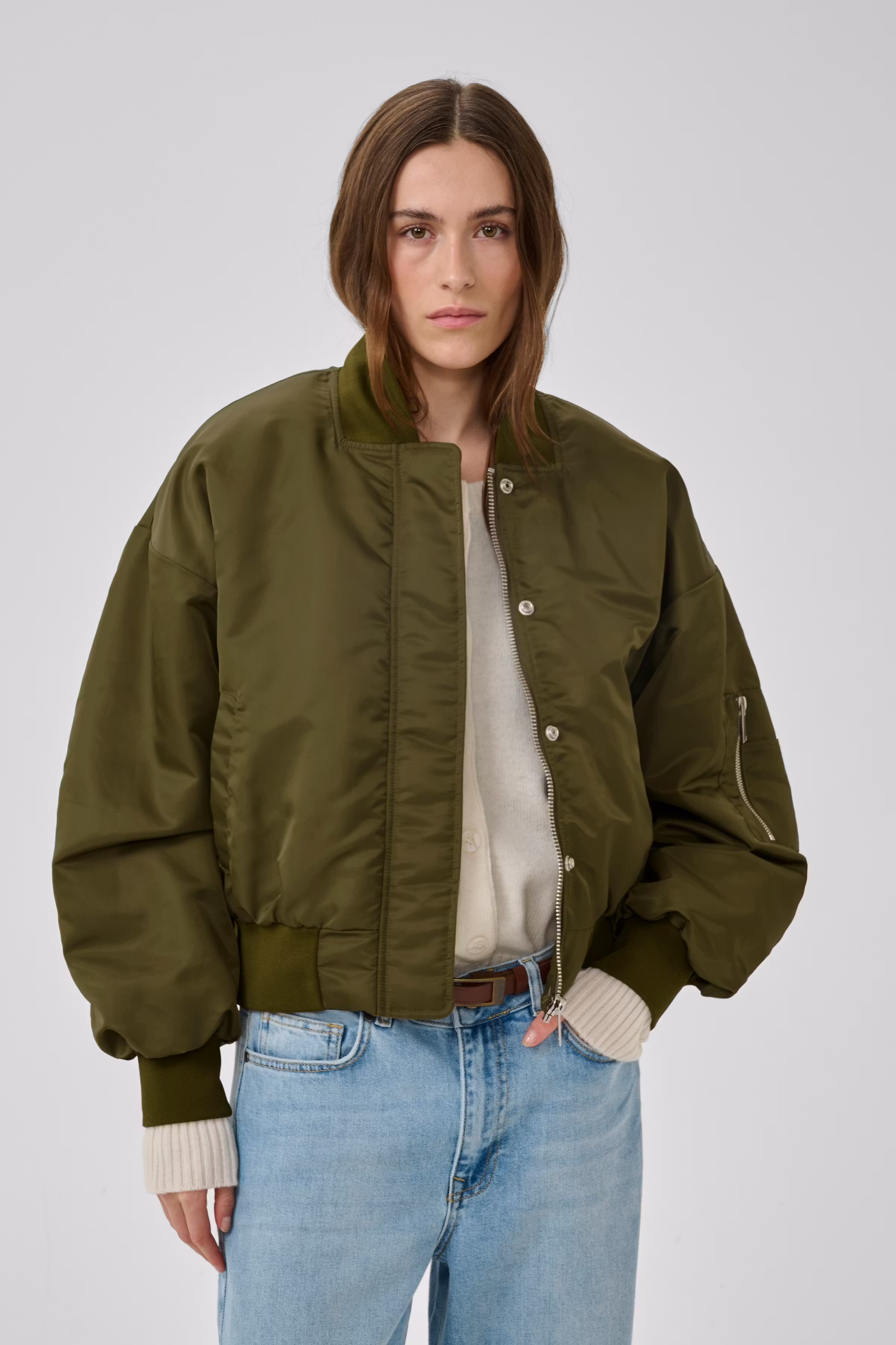 HelgaMW reversible bomber in dark sapphire blue polyamide
