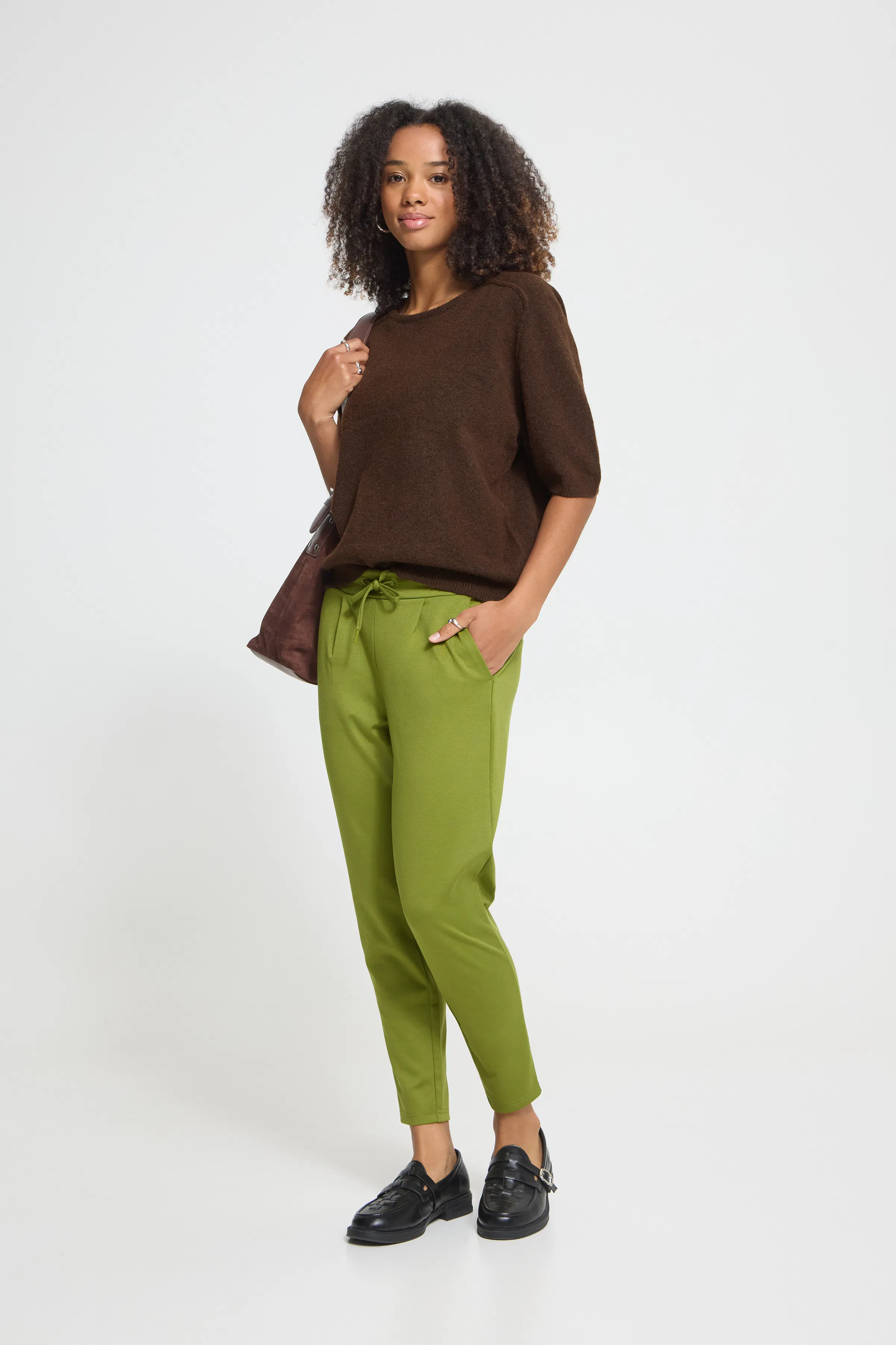 IHKATICO Trousers in true navy melange / blue polyester | ICHI