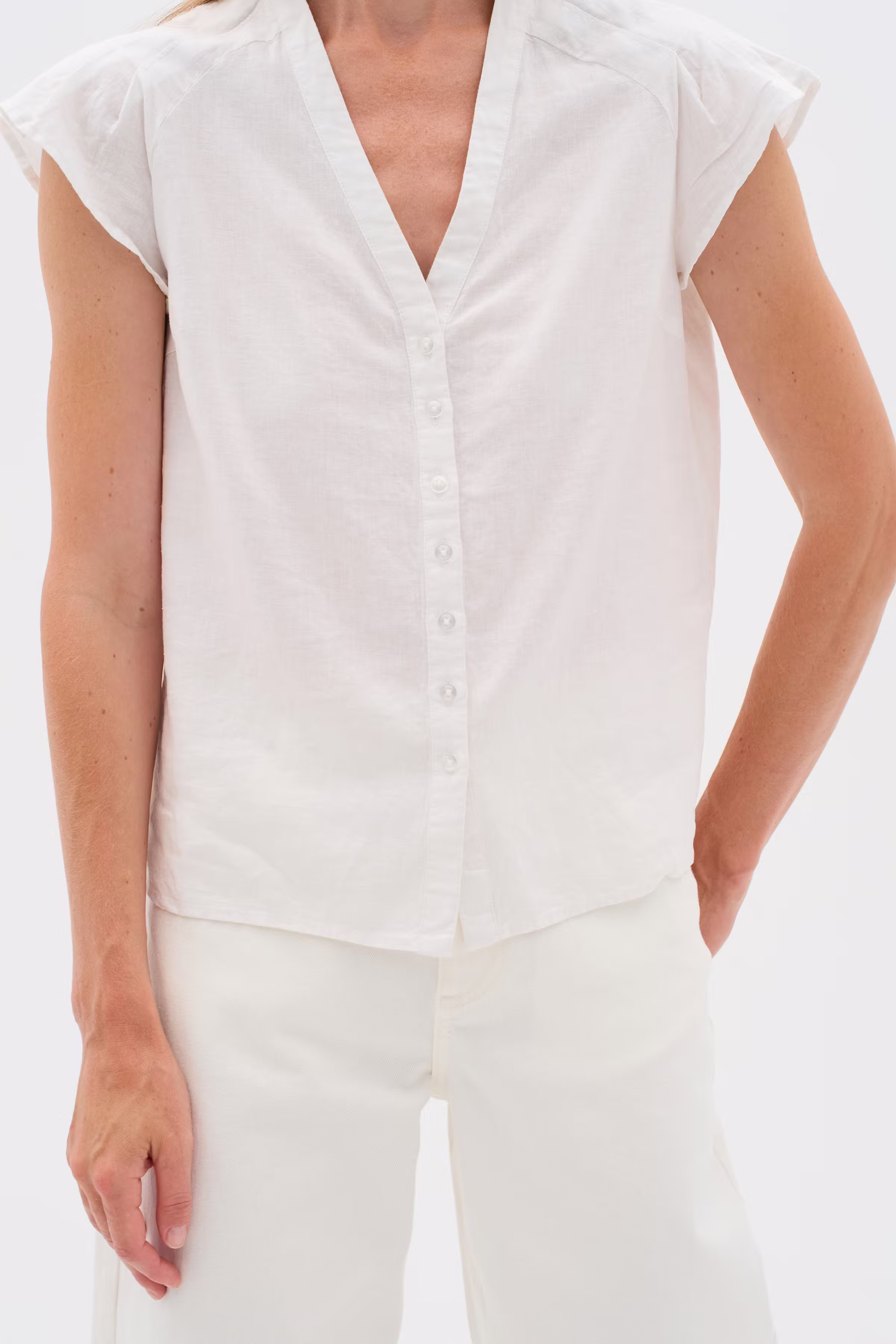 FaridaIW Hør Top LOOKBOOK FRONT 30110435-300001