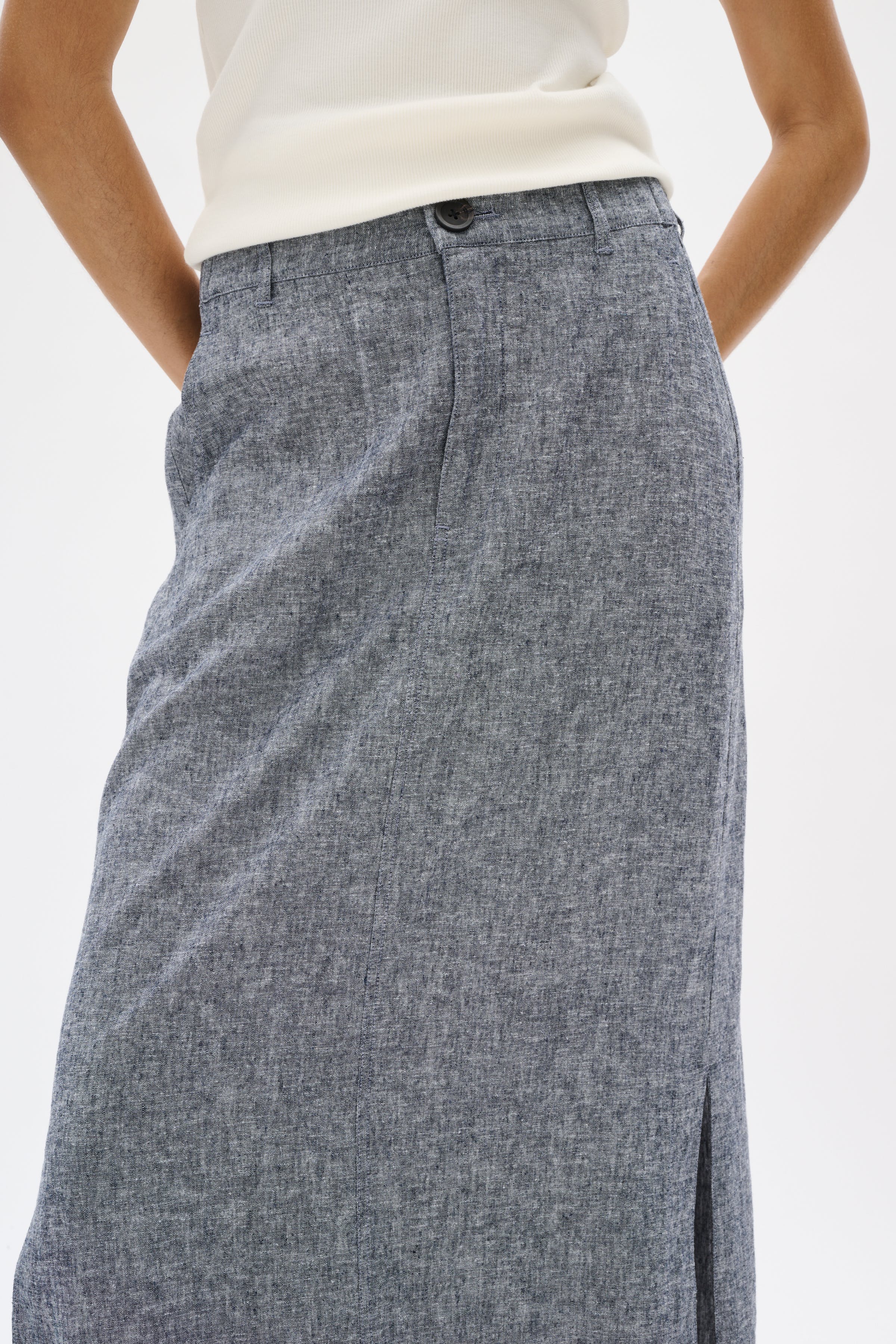 RimoneIW Linen Skirt LOOKBOOK DETAIL 30110364-302004
