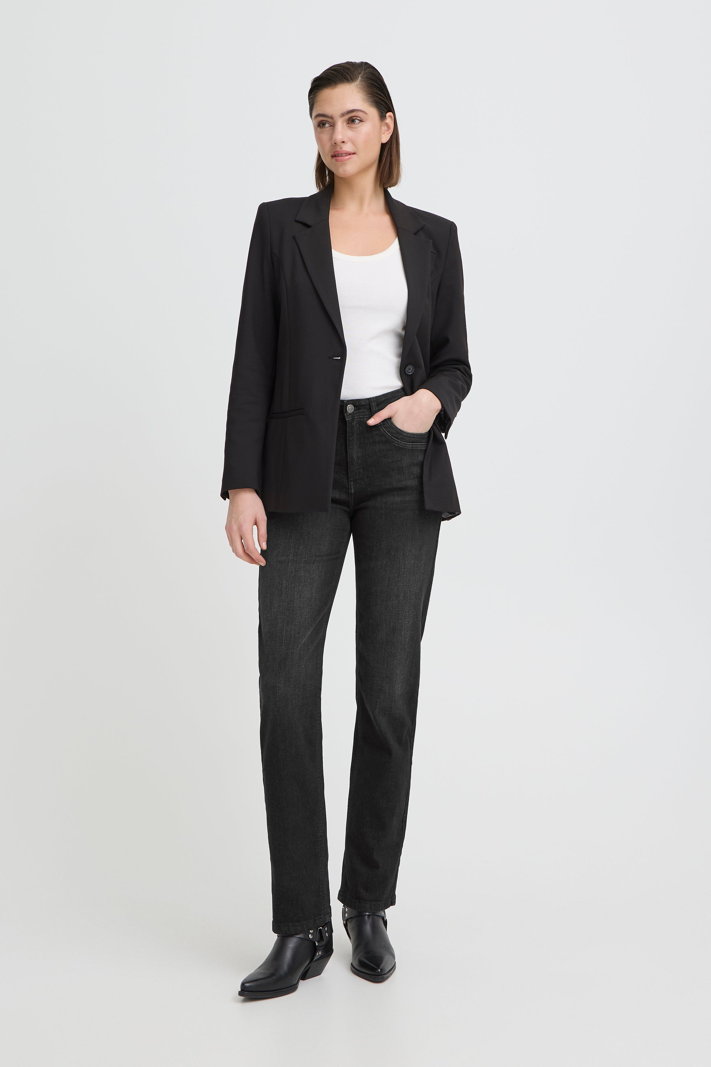 PZKATJA HW Jeans Straight Leg LOOKBOOK FRONT 50208637-200004