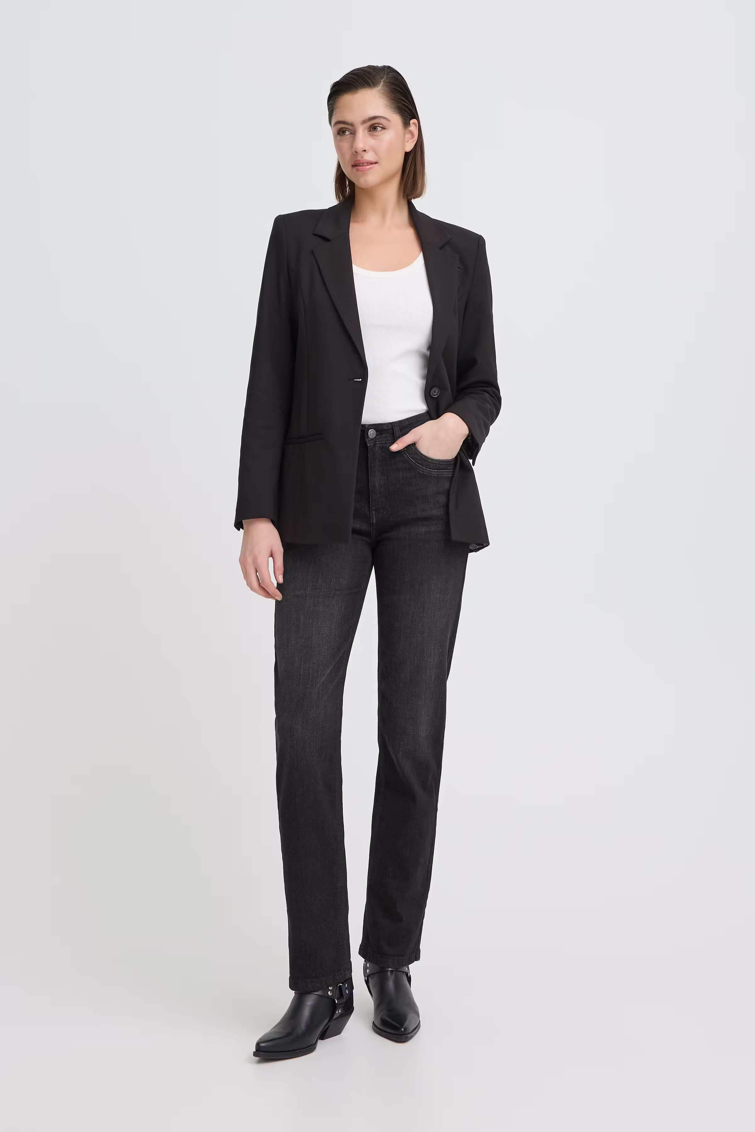 PZKATJA HW Jeans Straight Leg LOOKBOOK FRONT 50208637-200004