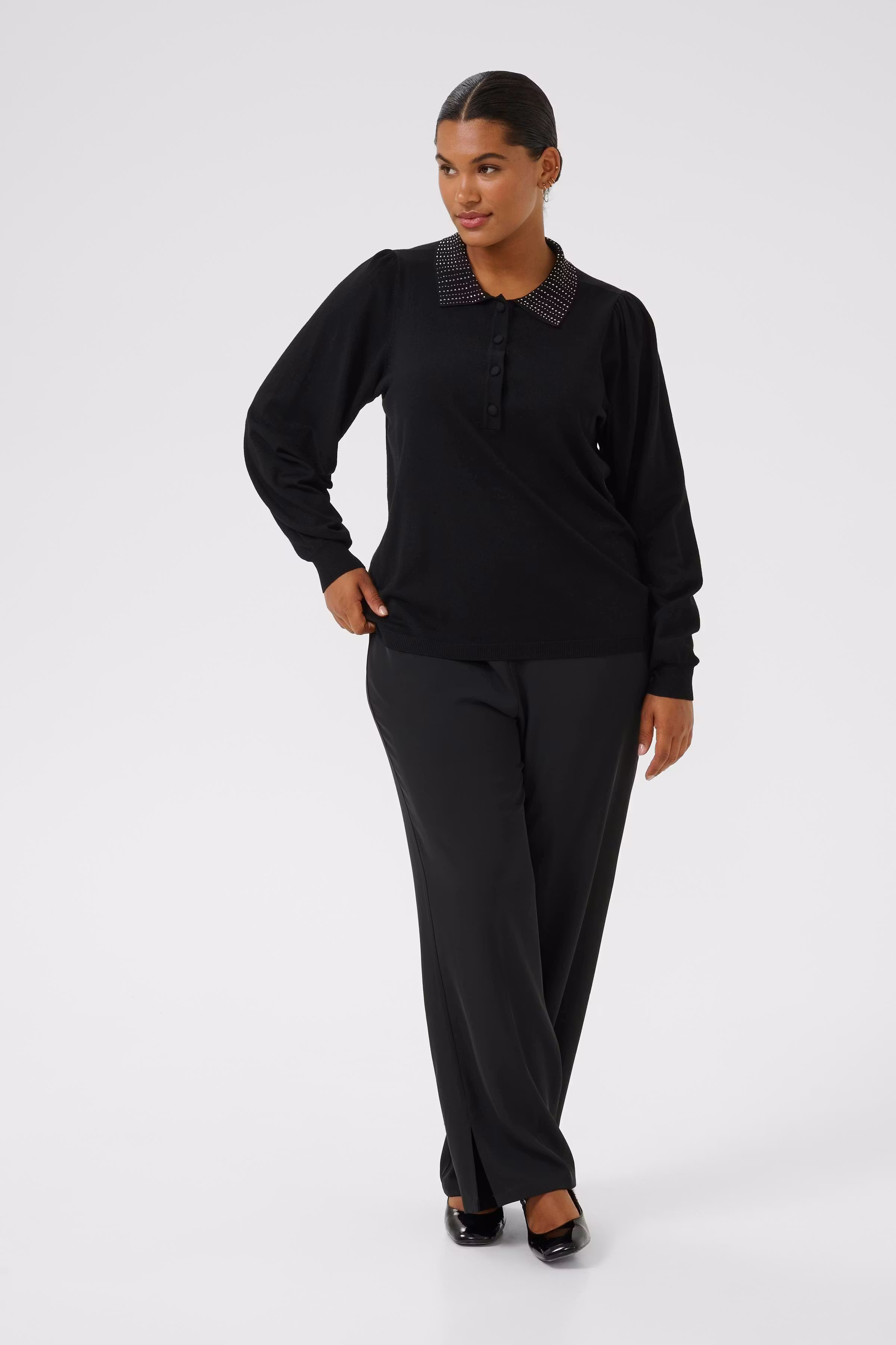 KClizzy Langærmet Polo LOOKBOOK FRONT 10583767-100121