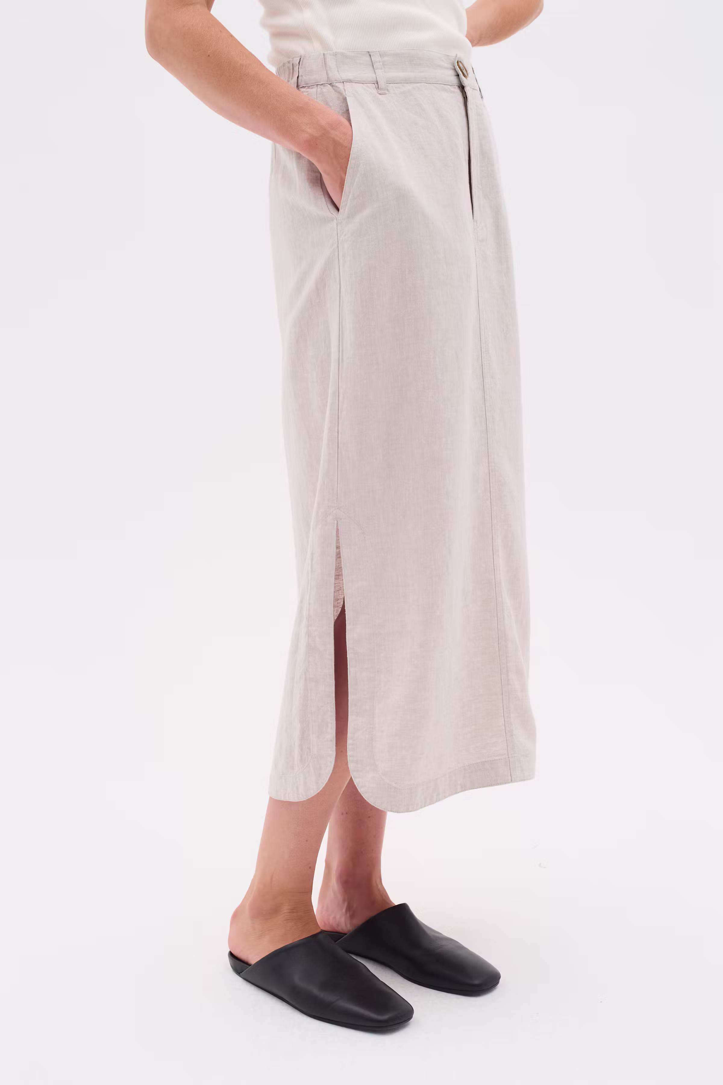 RimoneIW Linen Skirt LOOKBOOK DETAIL 30110364-1304031