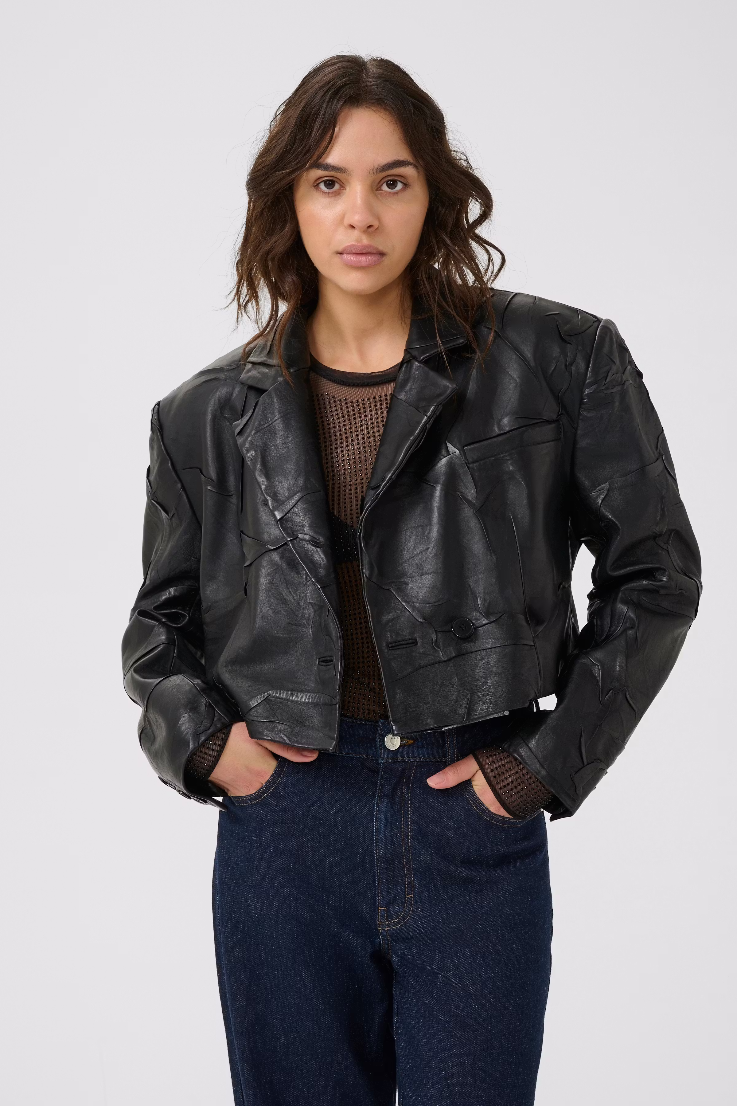 GZmadisan Leren blazer LOOKBOOK FRONT 10910733-100017