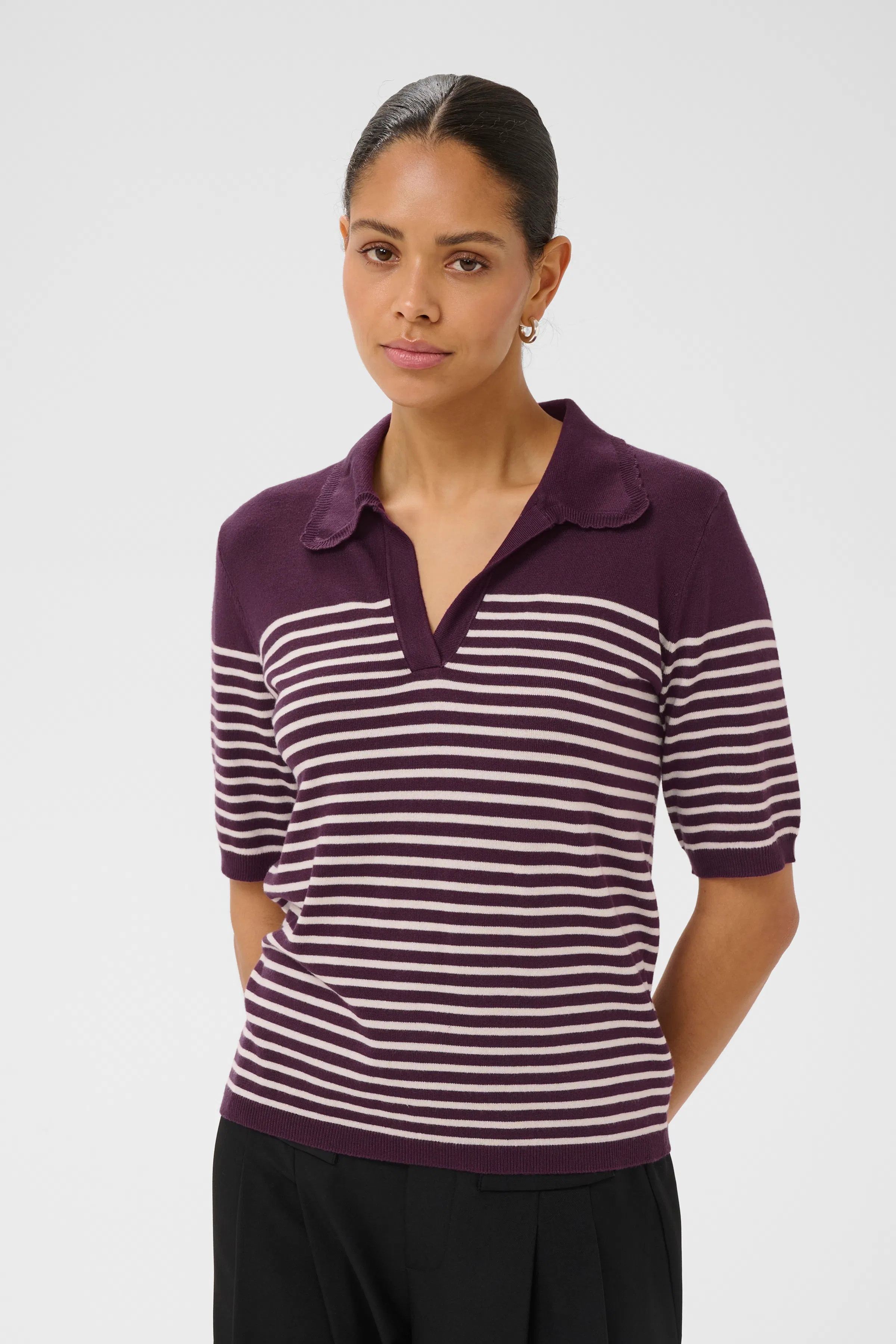 KAvera Pullover in java/black stripe / brown colour | KAFFE Clothing