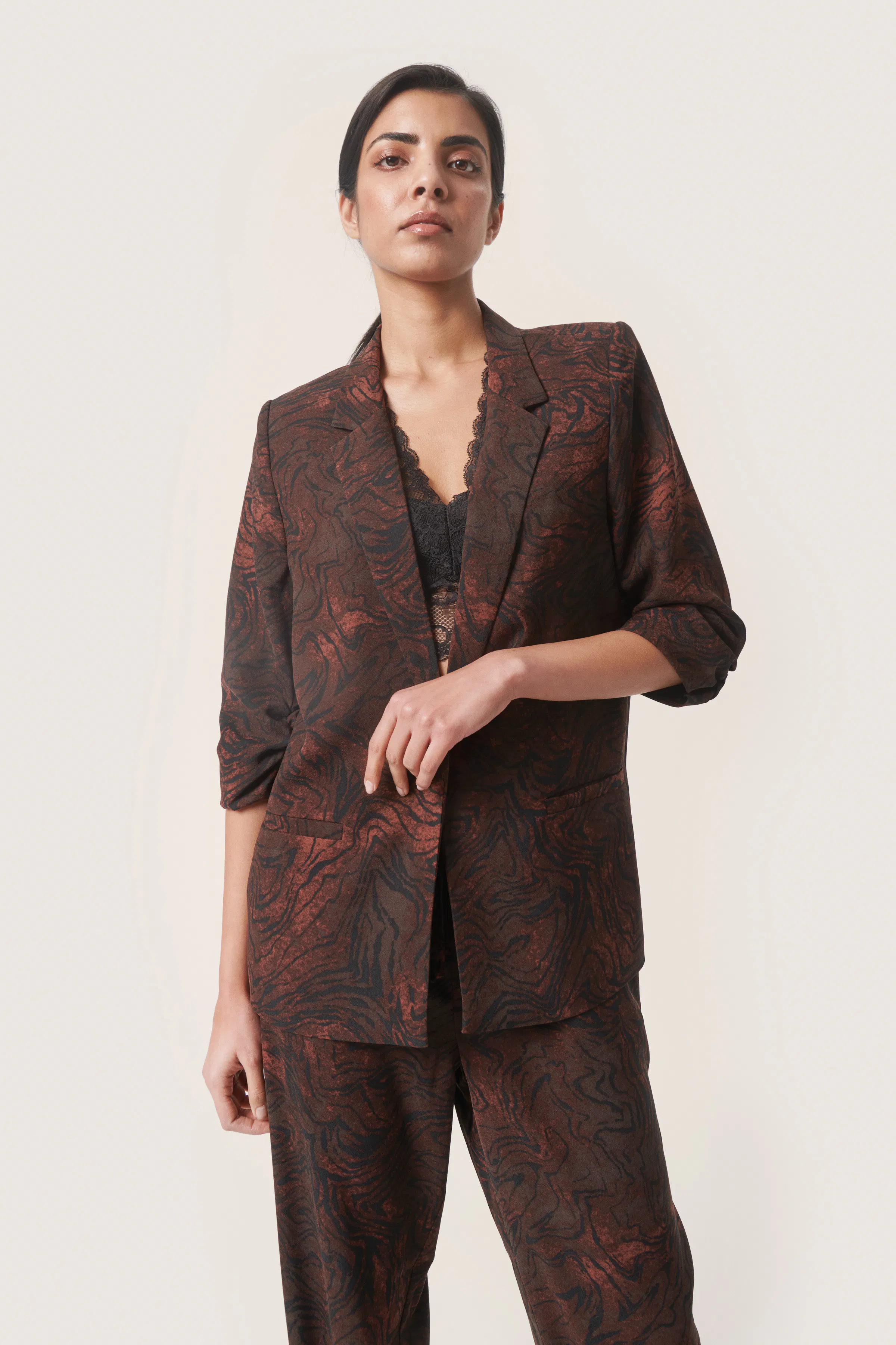 SLShirley Blazer in java swirl print / brown colour