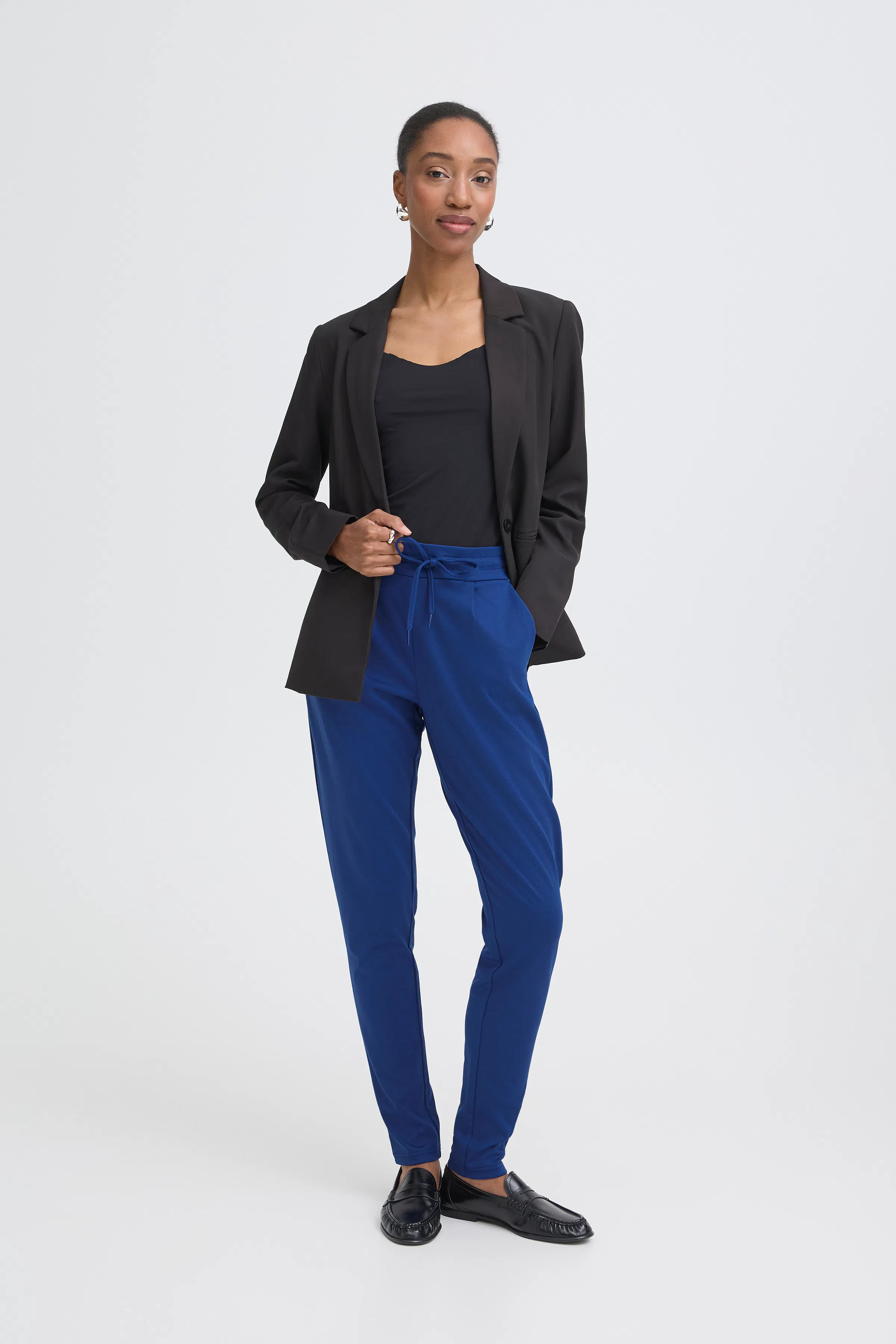 ichi IHKATE PIQUE Trousers in blueprint / blue colour | ICHI