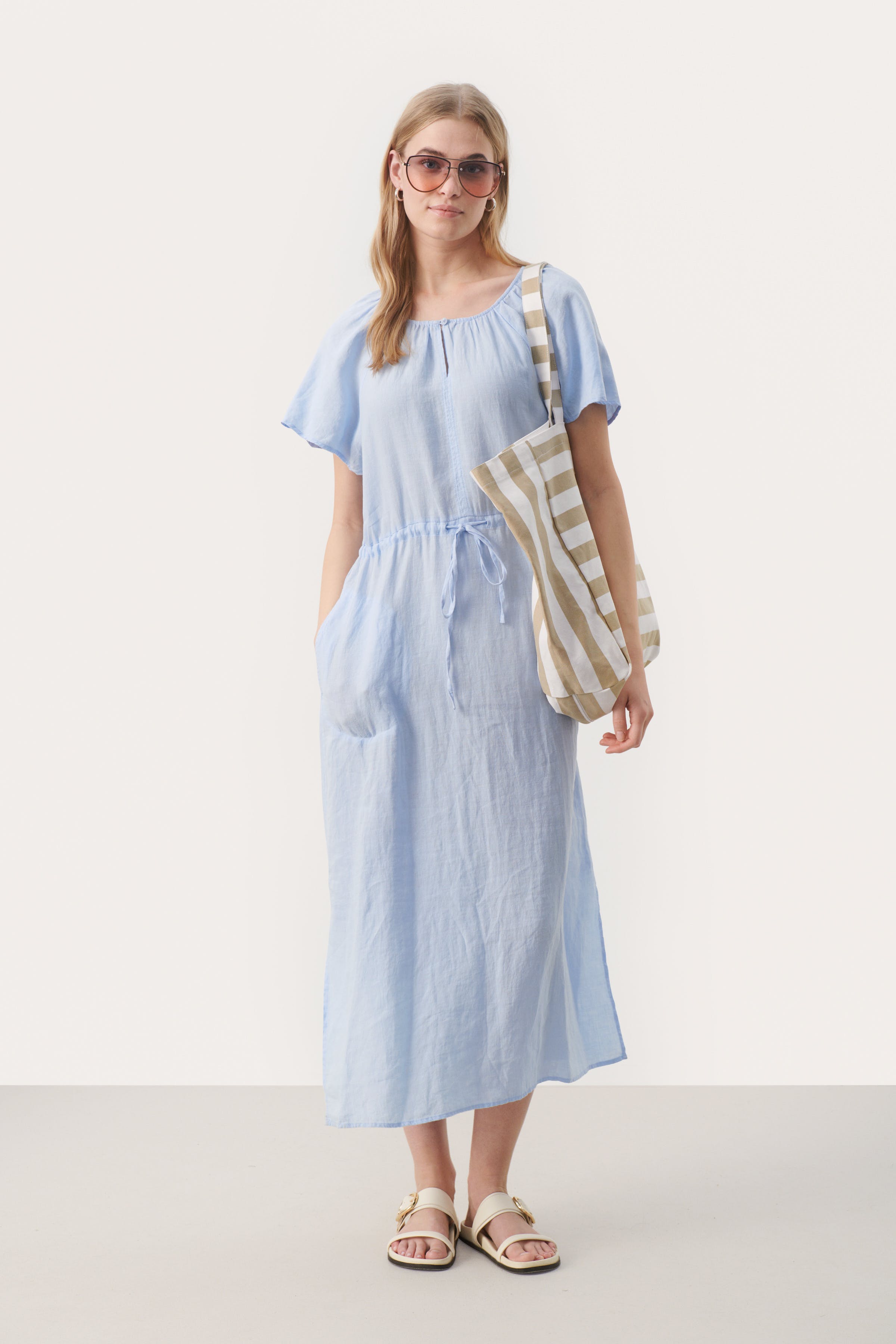 GeolinePW Lange linnen jurk LOOKBOOK BACK 30308590-154031