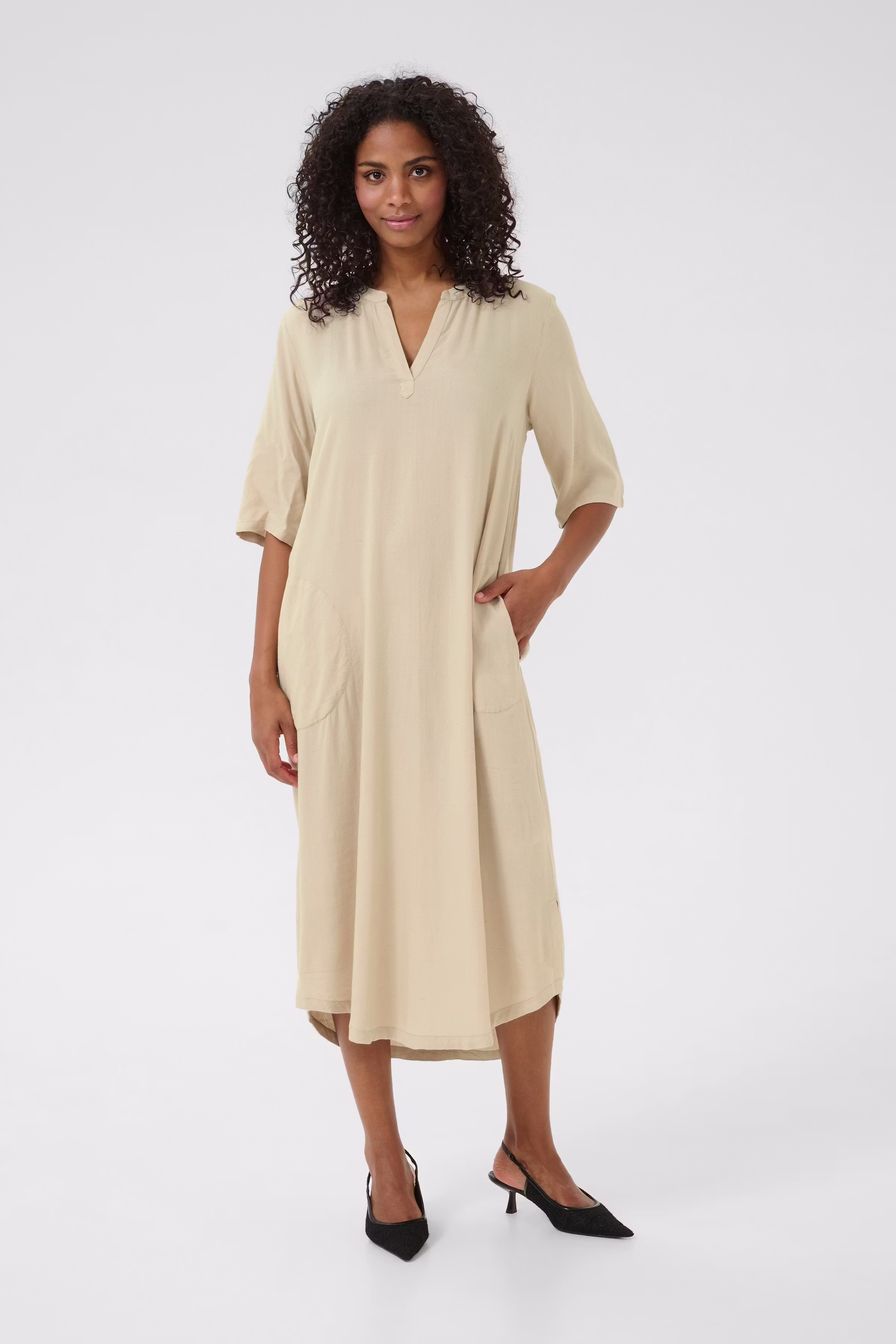 KAmilia Linen trousers in chalk / chinchilla stripe / nature