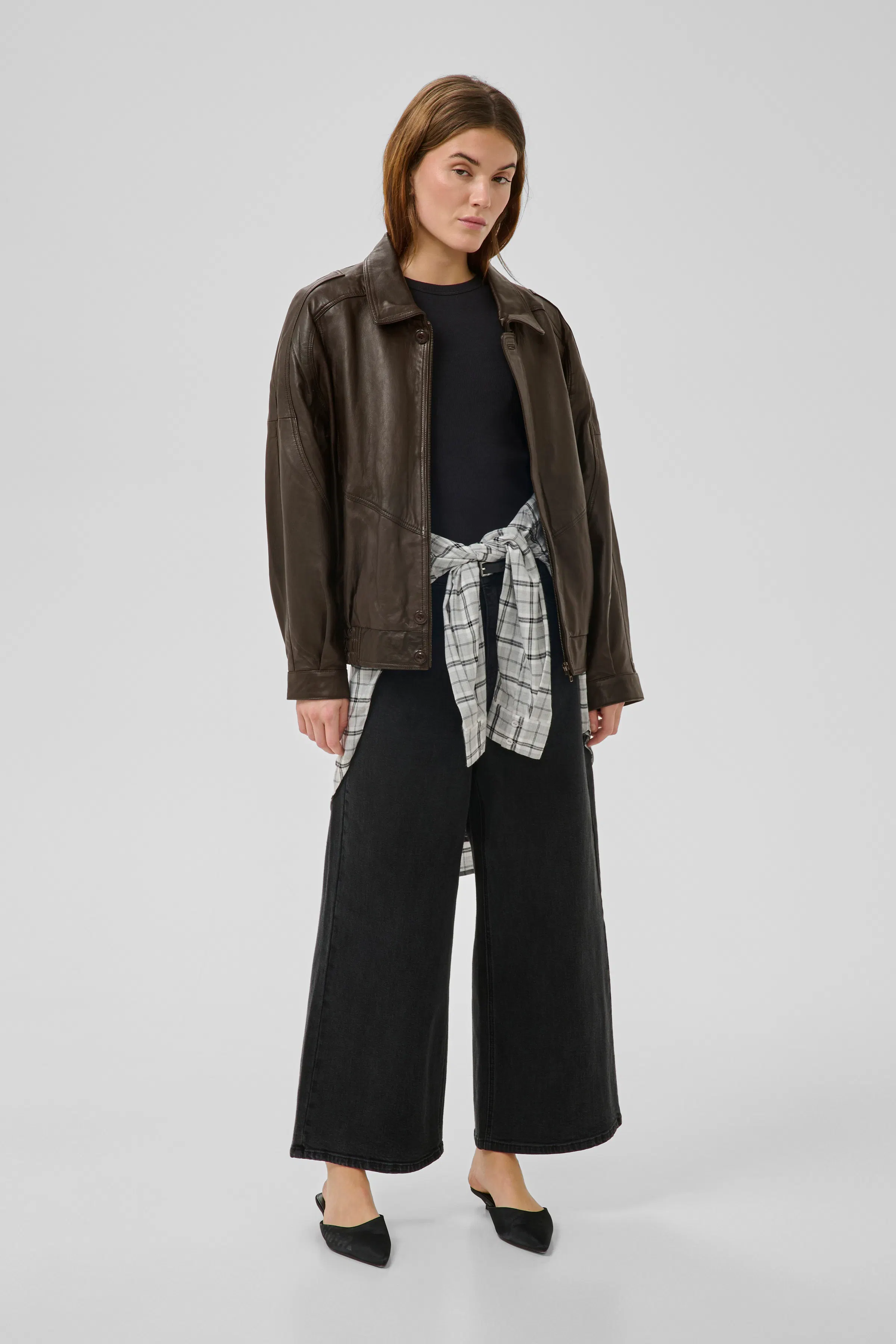 GZnaomi Leather jacket in cold vintage grey lamb leather | Companys
