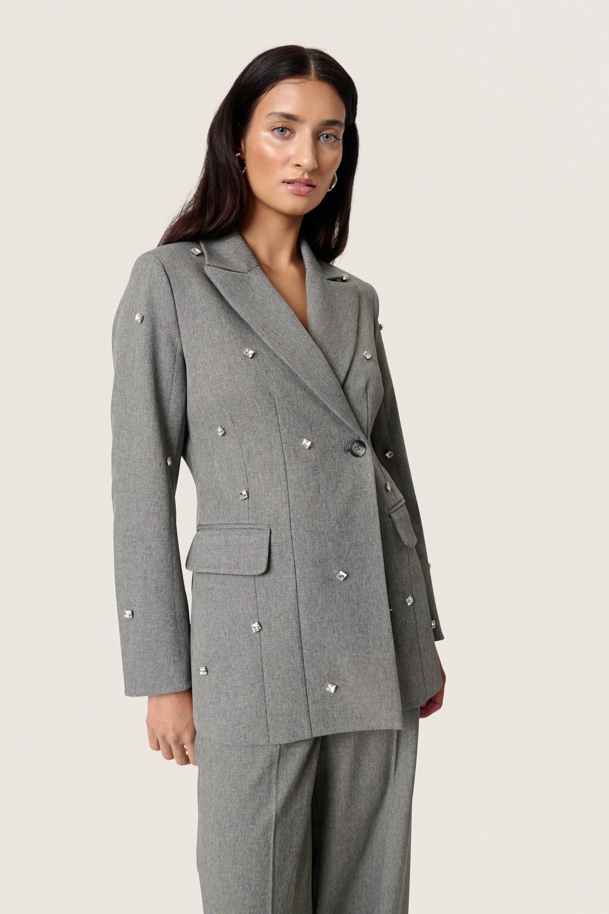 SLLilu Blazer in grey melange suiting colour