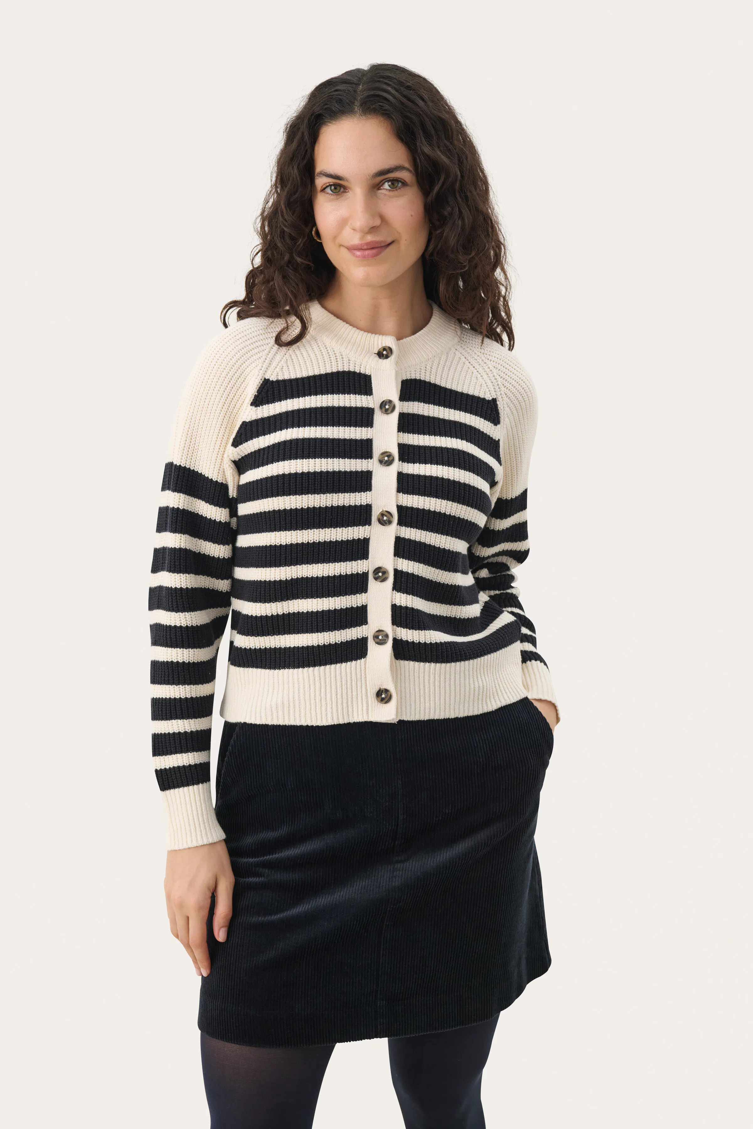 PakizePW Cardigan in mars red stripe colour
