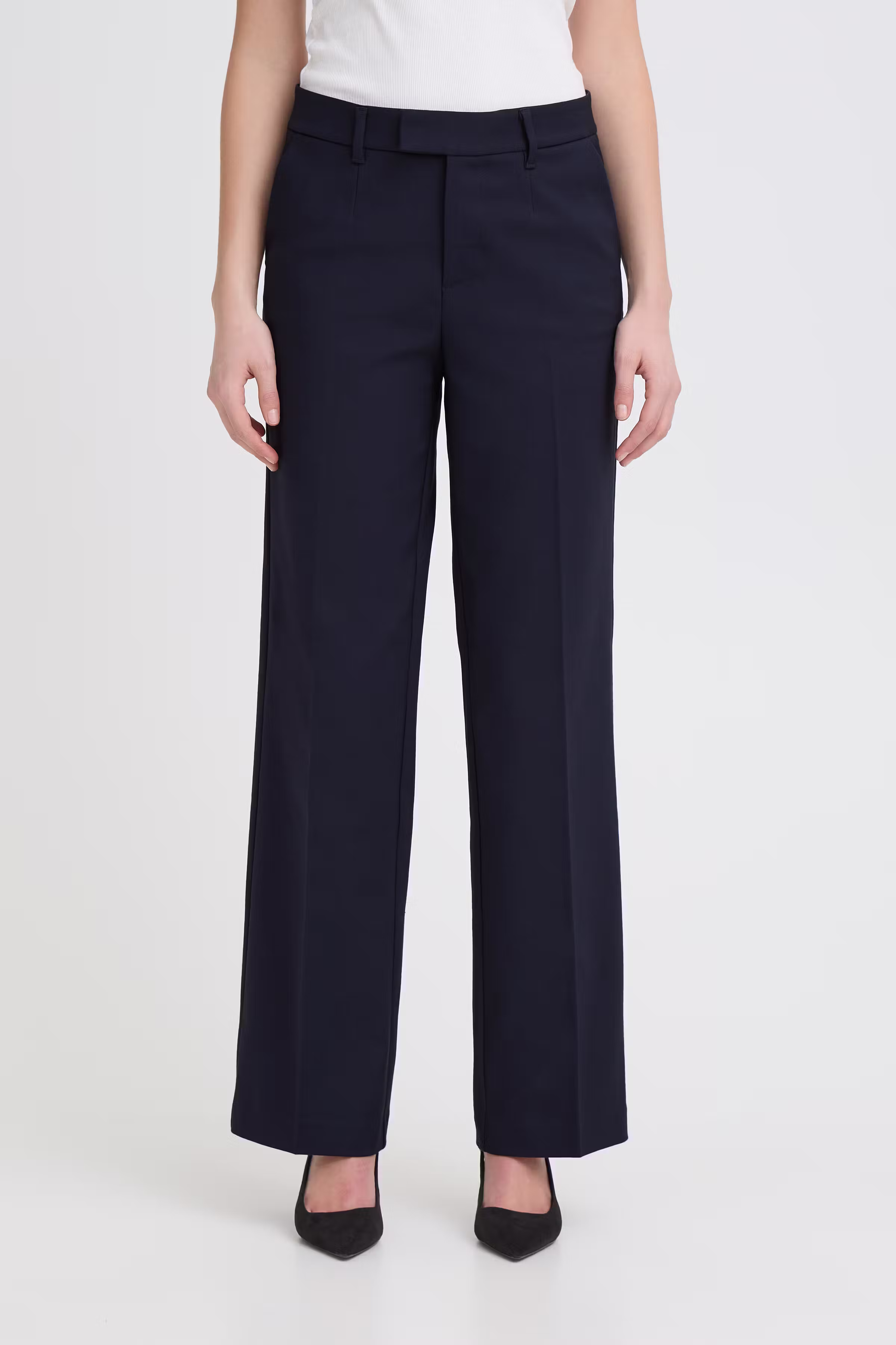 PZEMMA HW Jeans Medium Straight Leg in dark blue denim cotton
