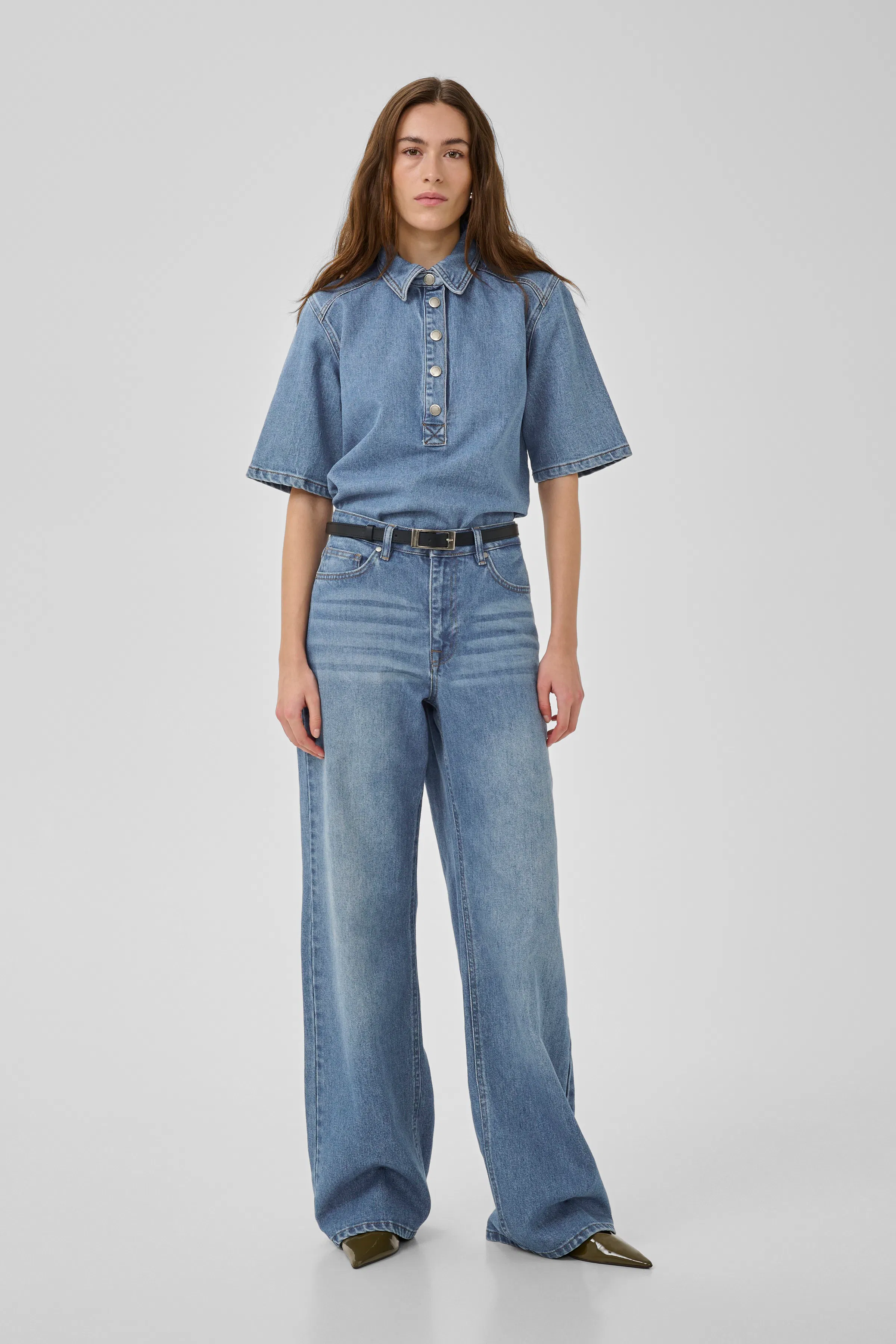AbinaMW Denim polo shirt LOOKBOOK FRONT 10704772-100053