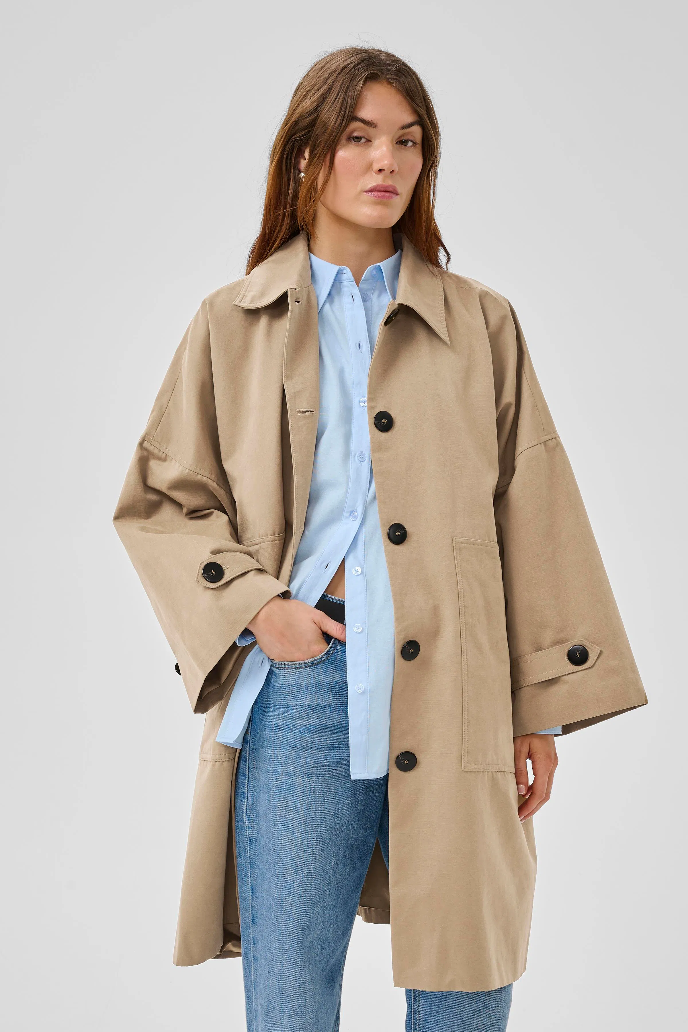 MiraMW Short trenchcoat in oatmeal / nature colour