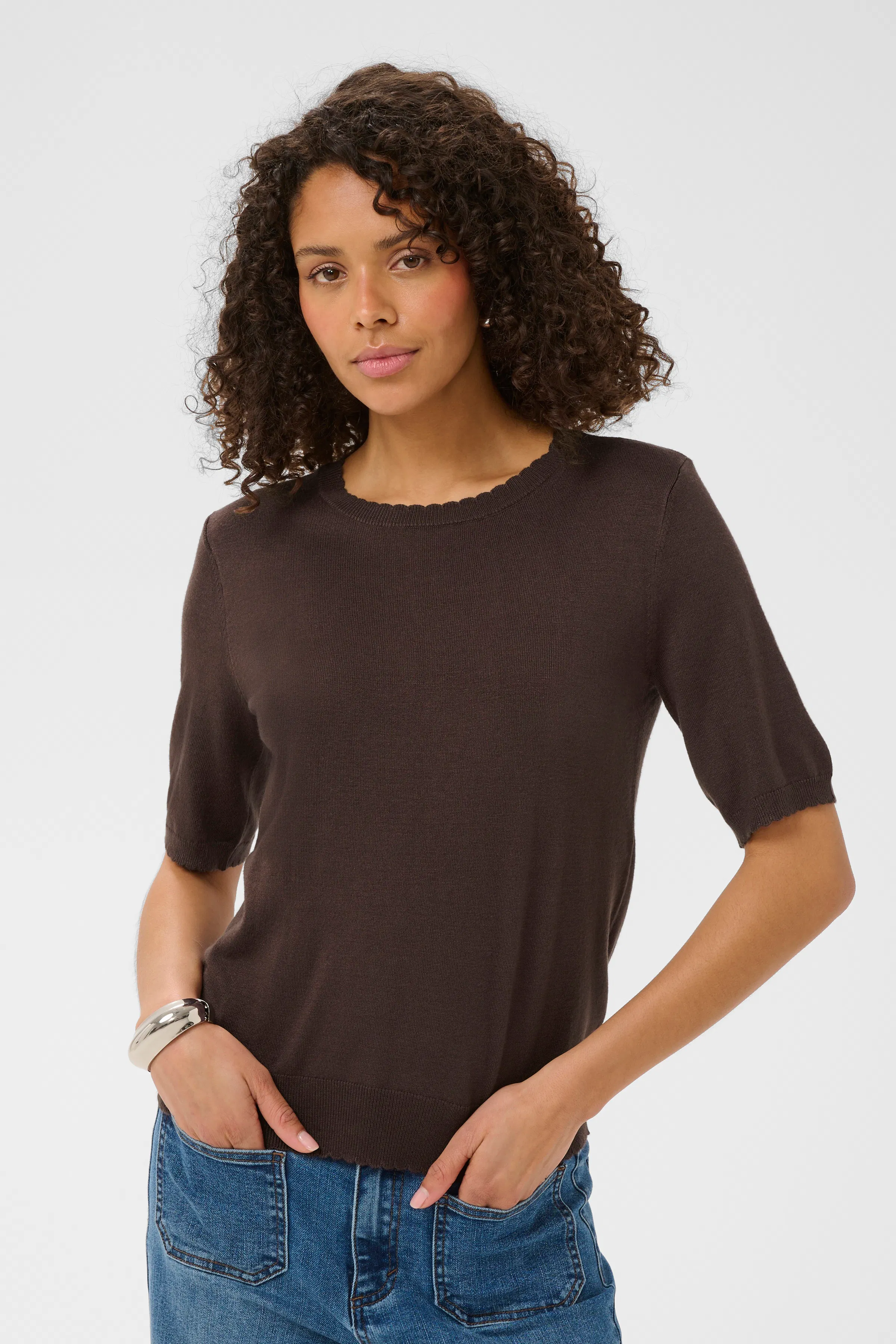 トップス KAWARA KAvera Pullover in java/black stripe / brown colour | KAFFE Clothing