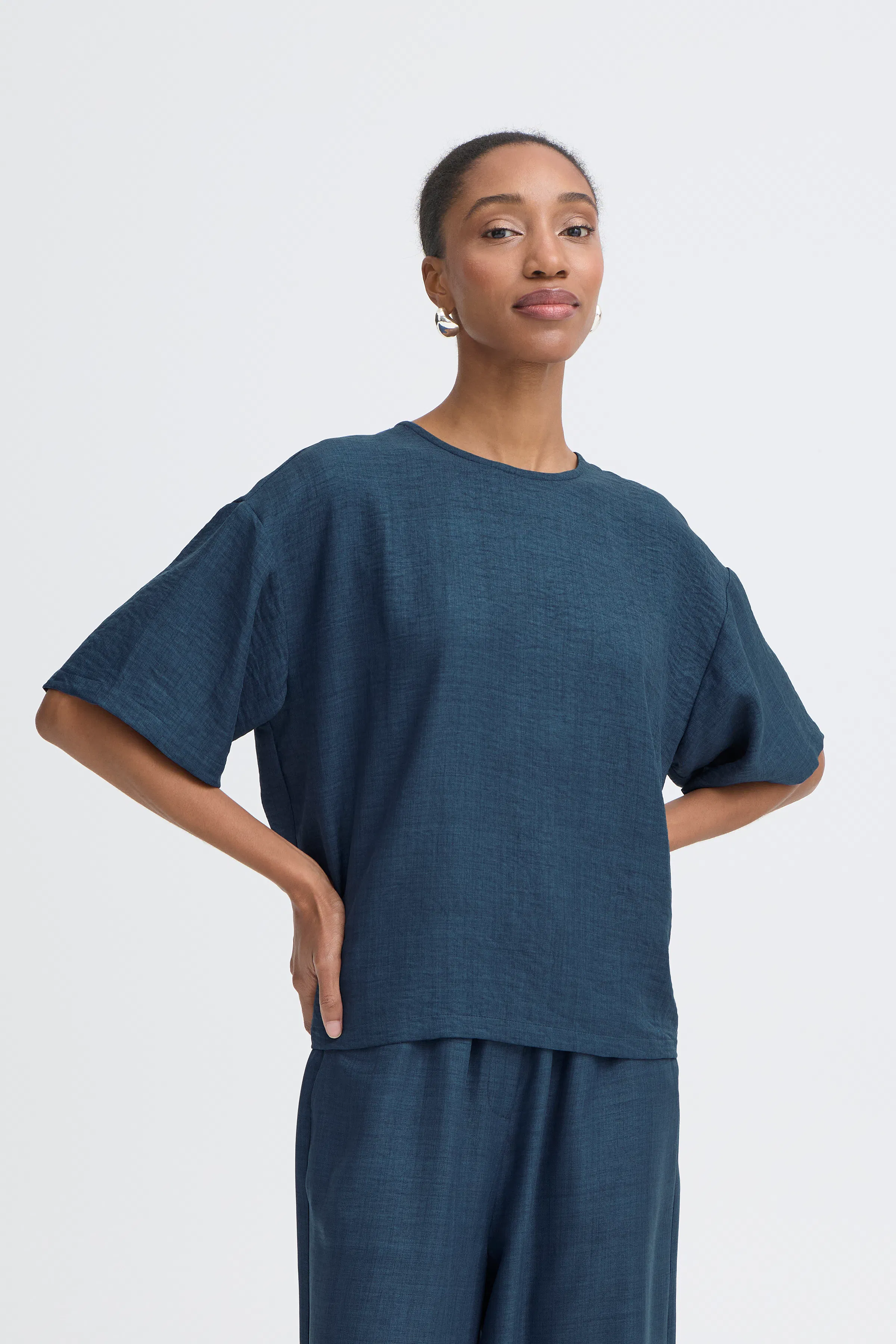 IHTULLE Blouse in denim authentic blue cotton | ICHI