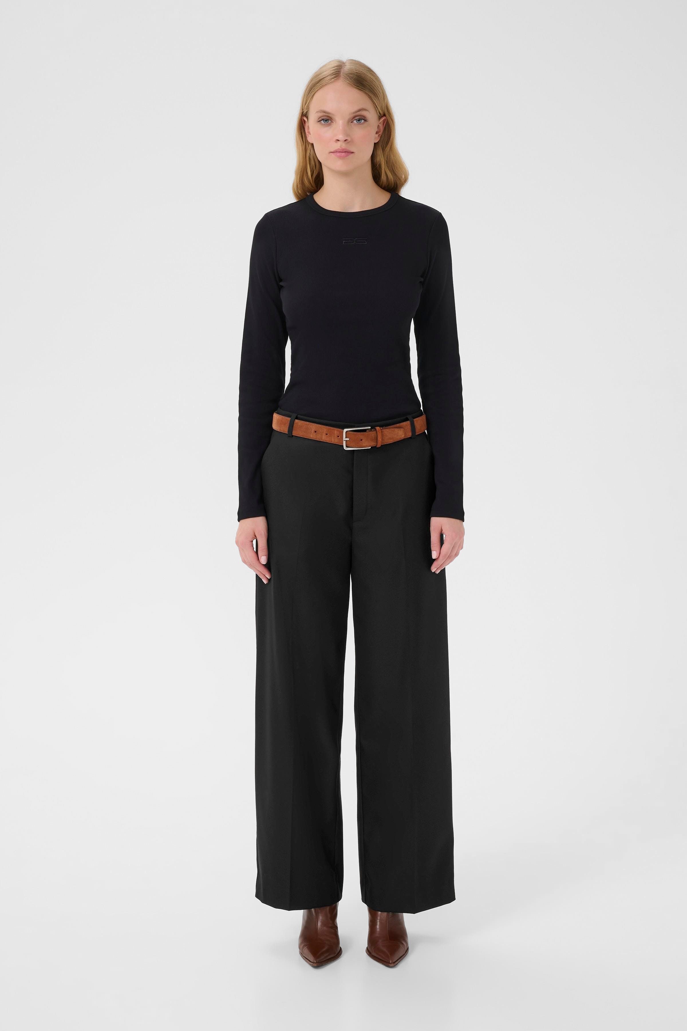 CaciaGZ Trousers in dark timberwolf melange / nature color