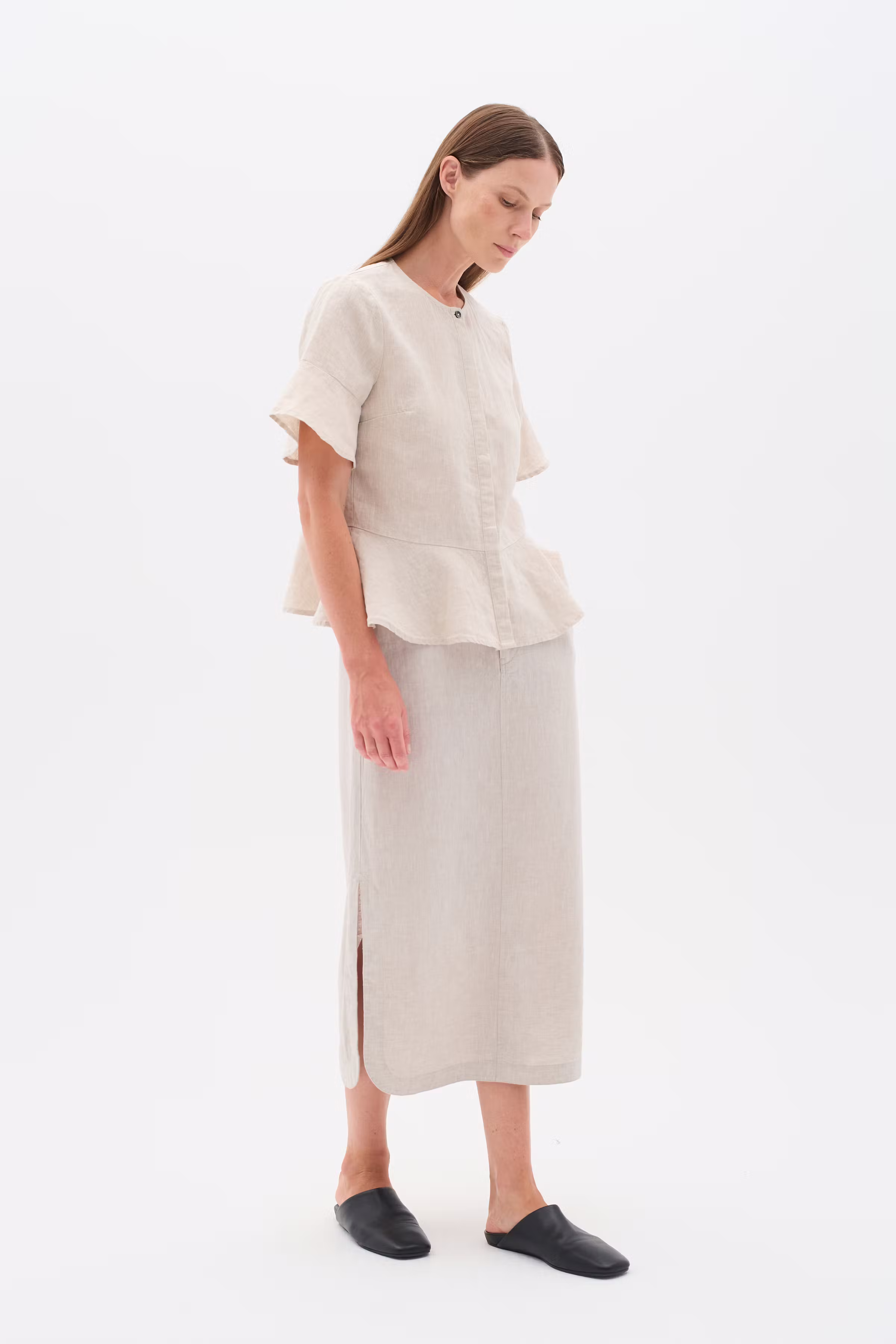 RimoneIW Linen Skirt LOOKBOOK FRONT 30110364-1304031