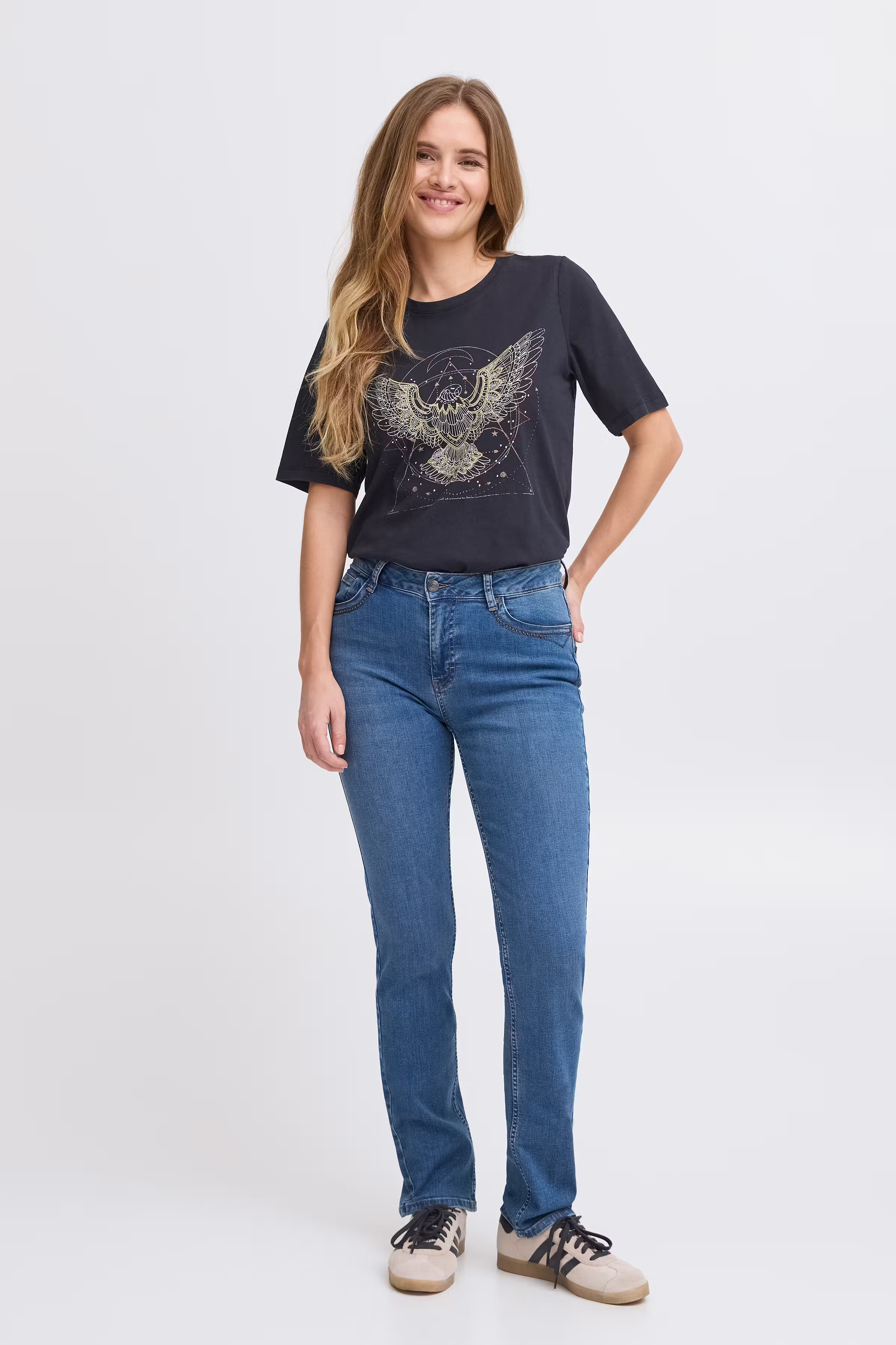 PZEMMA HW Jeans W Deco Straight Leg LOOKBOOK FRONT 50208263-200005